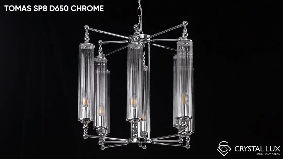 Видеообзор — Люстра Crystal Lux TOMAS SP8 D650 CHROME — хром