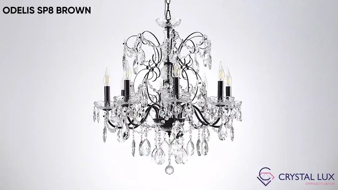 Видеообзор — Люстра Crystal Lux ODELIS SP12 BROWN — коричневый