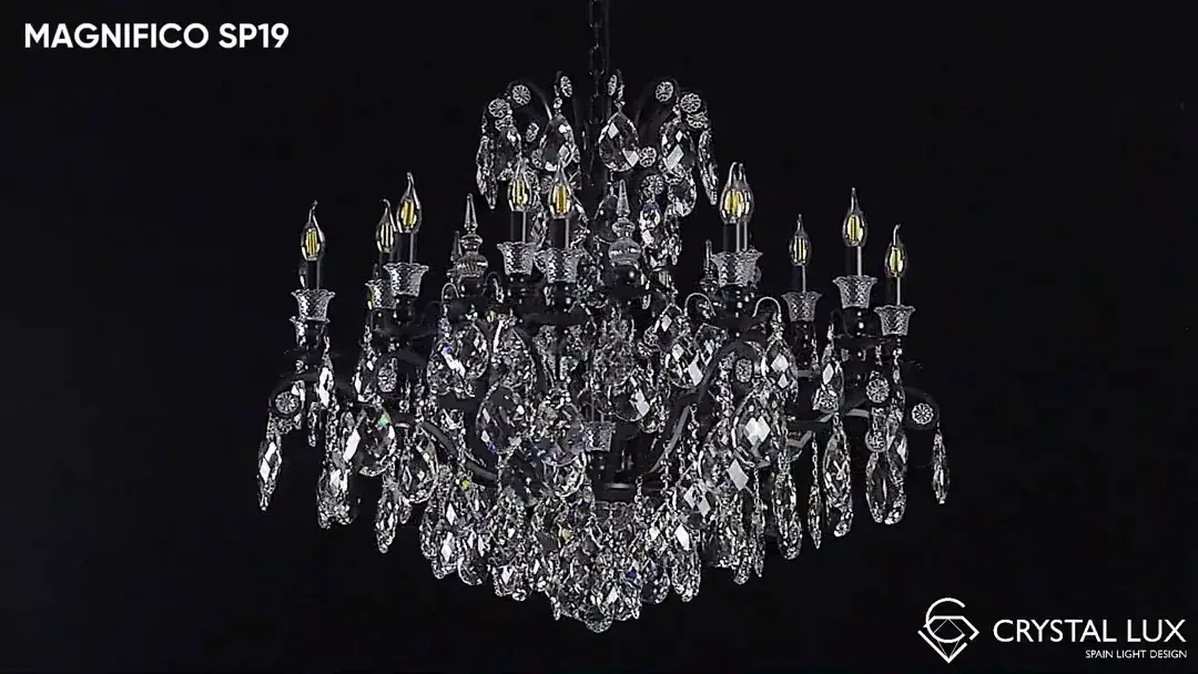 Видеообзор — Люстра Crystal Lux MAGNIFICO SP13 BLACK/TRANSPARENT — черный