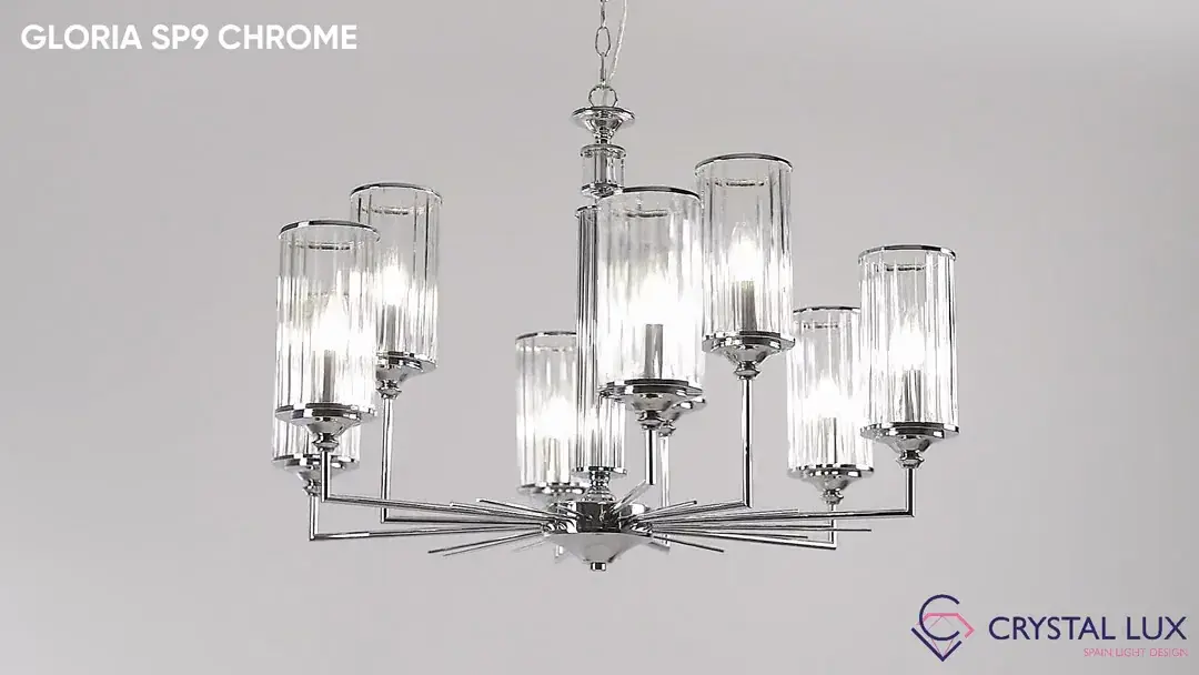 Видеообзор — Люстра Crystal Lux GLORIA SP9 CHROME — хром