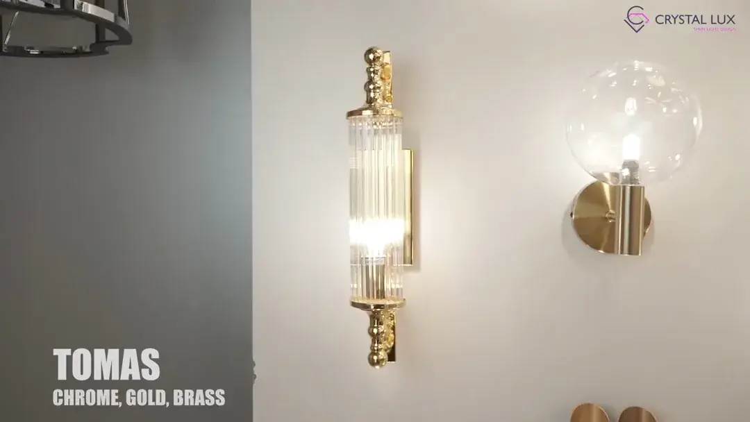 Видеообзор — Бра Crystal Lux TOMAS AP1 GOLD — хром