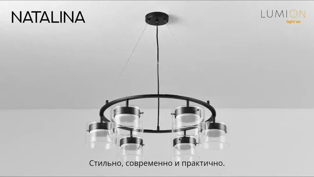 Видеообзор — Подвесной светильник черного матового металла с прозрачным стеклянным плафоном в стиле Модерн