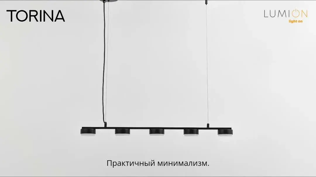 Видеообзор — Подвесной светильник Lumion из матового черного металла с пятью одинаковыми плафонами-источниками
