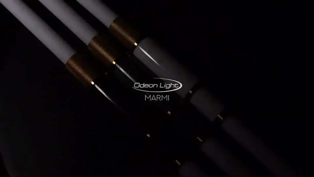 Видеообзор — Подвесной светильник Odeon Light, белый матовый акрил плафон с бронзовыми и мраморными вставками
