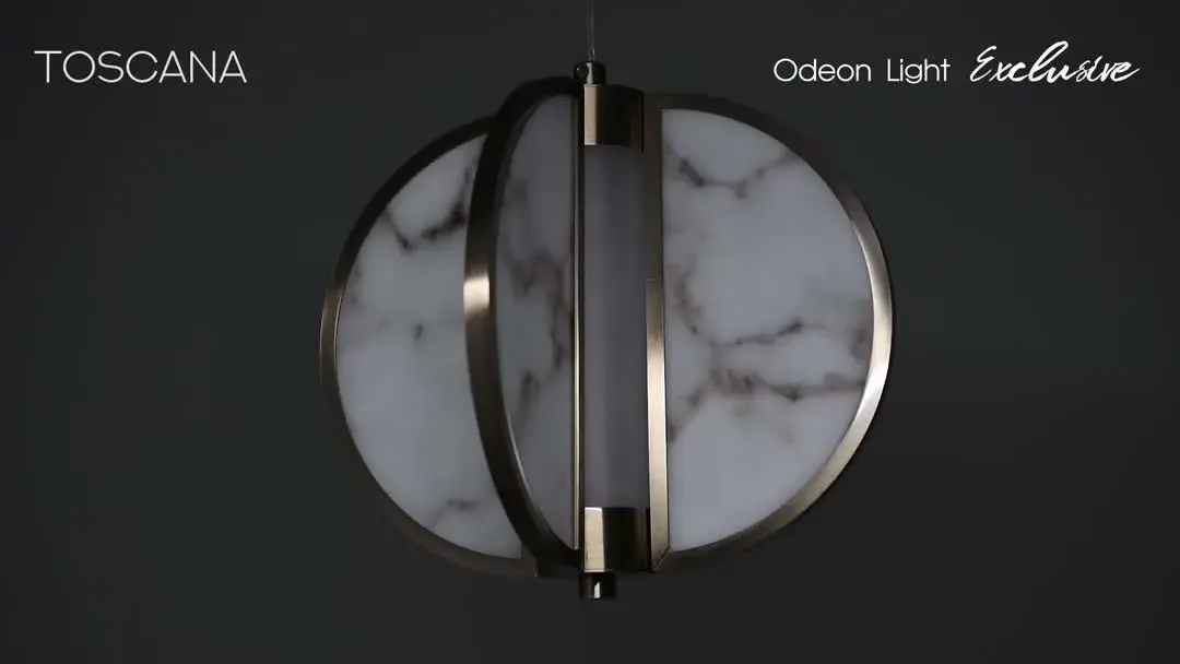 Видеообзор — Подвесной светильник Odeon Light в стиле Джапанди, полукруглый плафон из белого искусственного алебастра и бронзовая