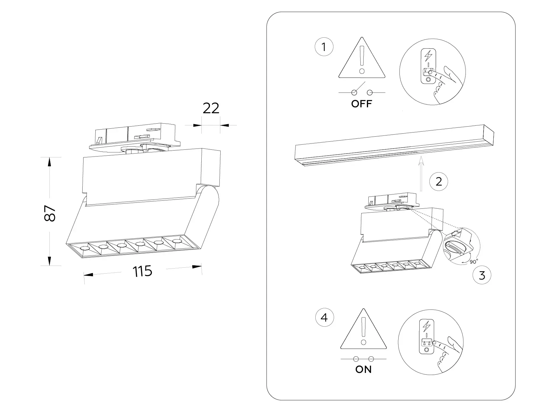 Трековый светильник Ambrella Light GL6813 — черный, ракурс 2
