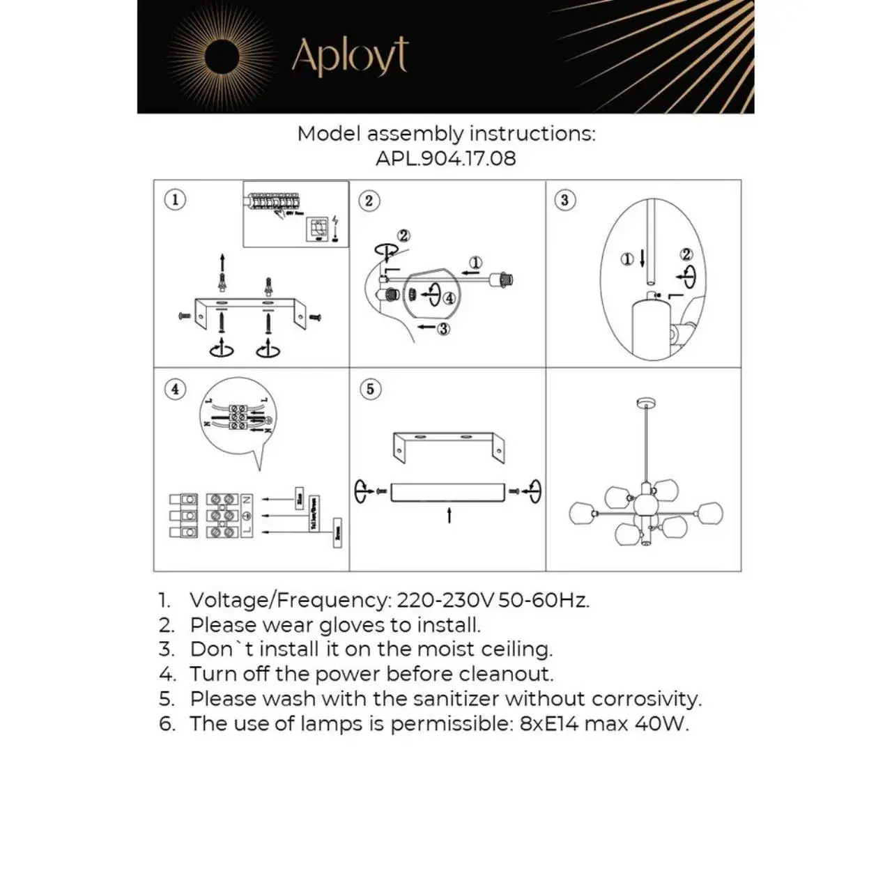 Люстра Aployt APL.904.17.08 AMELI — латунь