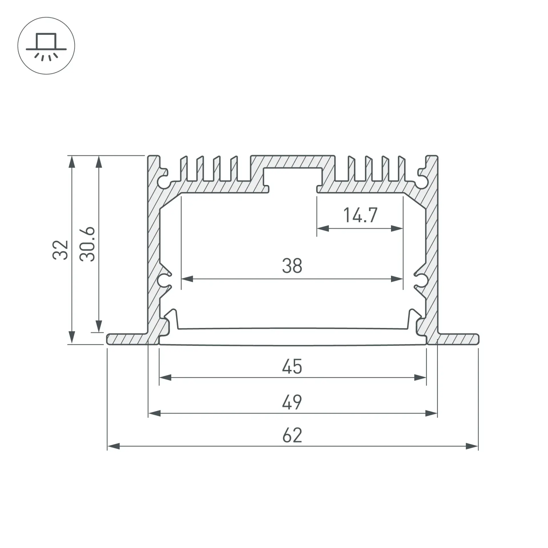 Профиль SL-LINIA62-F-2000 ANOD, ракурс 3