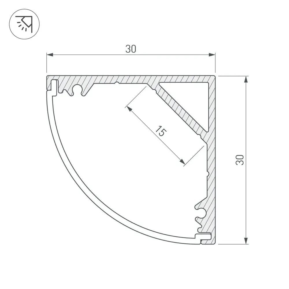 Профиль SL-KANT-H30-2000 ANOD, ракурс 4