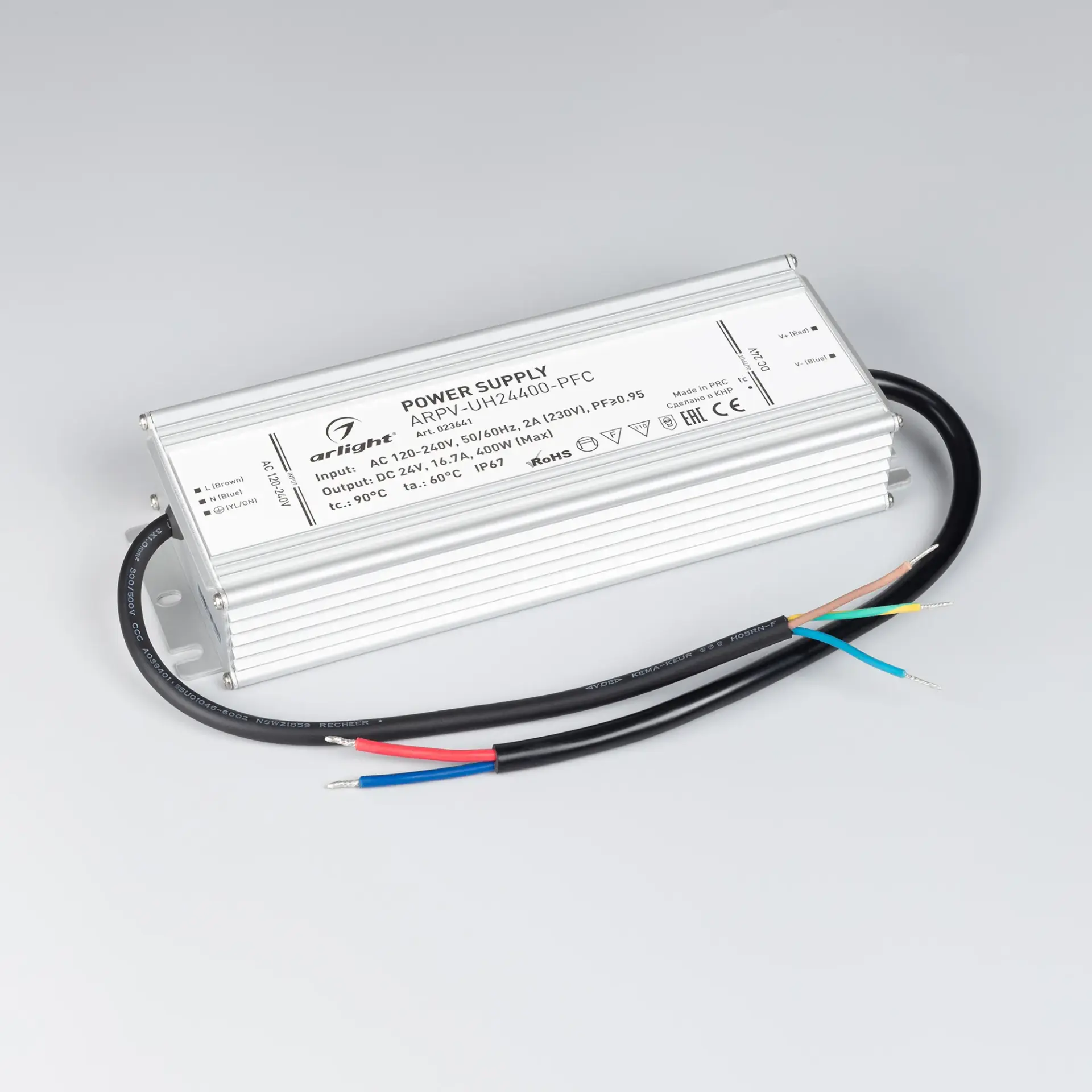 Блок питания ARPV-UH24400-PFC (24V, 16.7A, 400W), ракурс 2