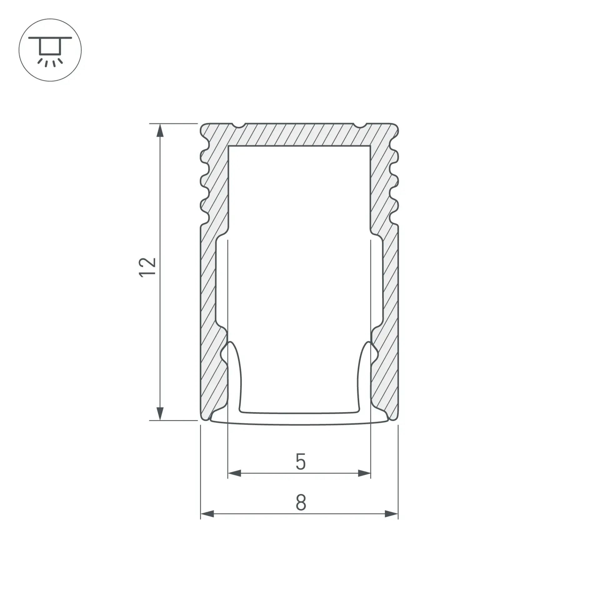 Профиль SL-MINI-8-H12-2000 ANOD, ракурс 3