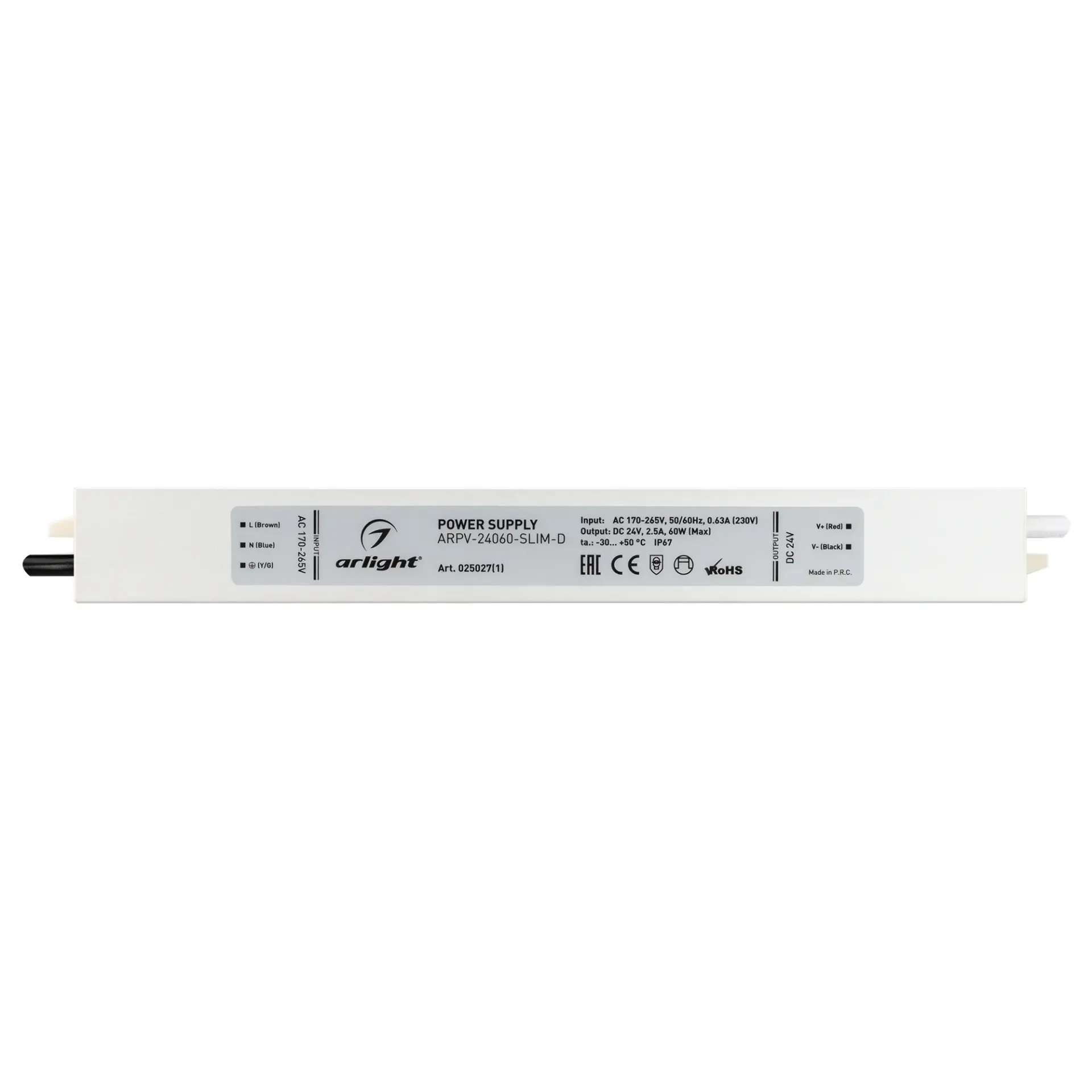 Блок питания ARPV-24060-SLIM-D (24V, 2.5A, 60W), ракурс 3