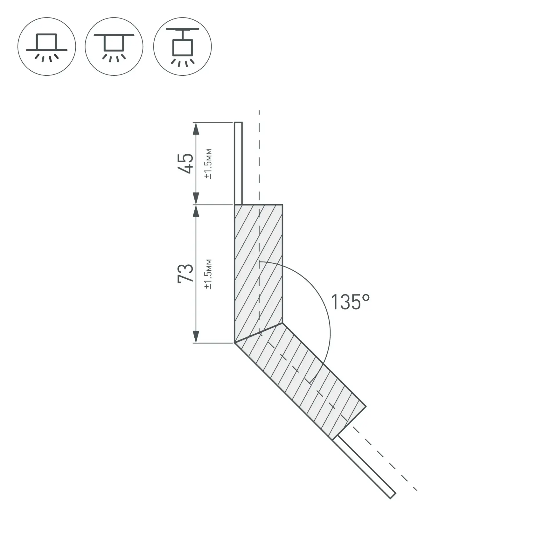 Угол PLS-LOCK-H25-L135W внешний (с экраном MAT-L)