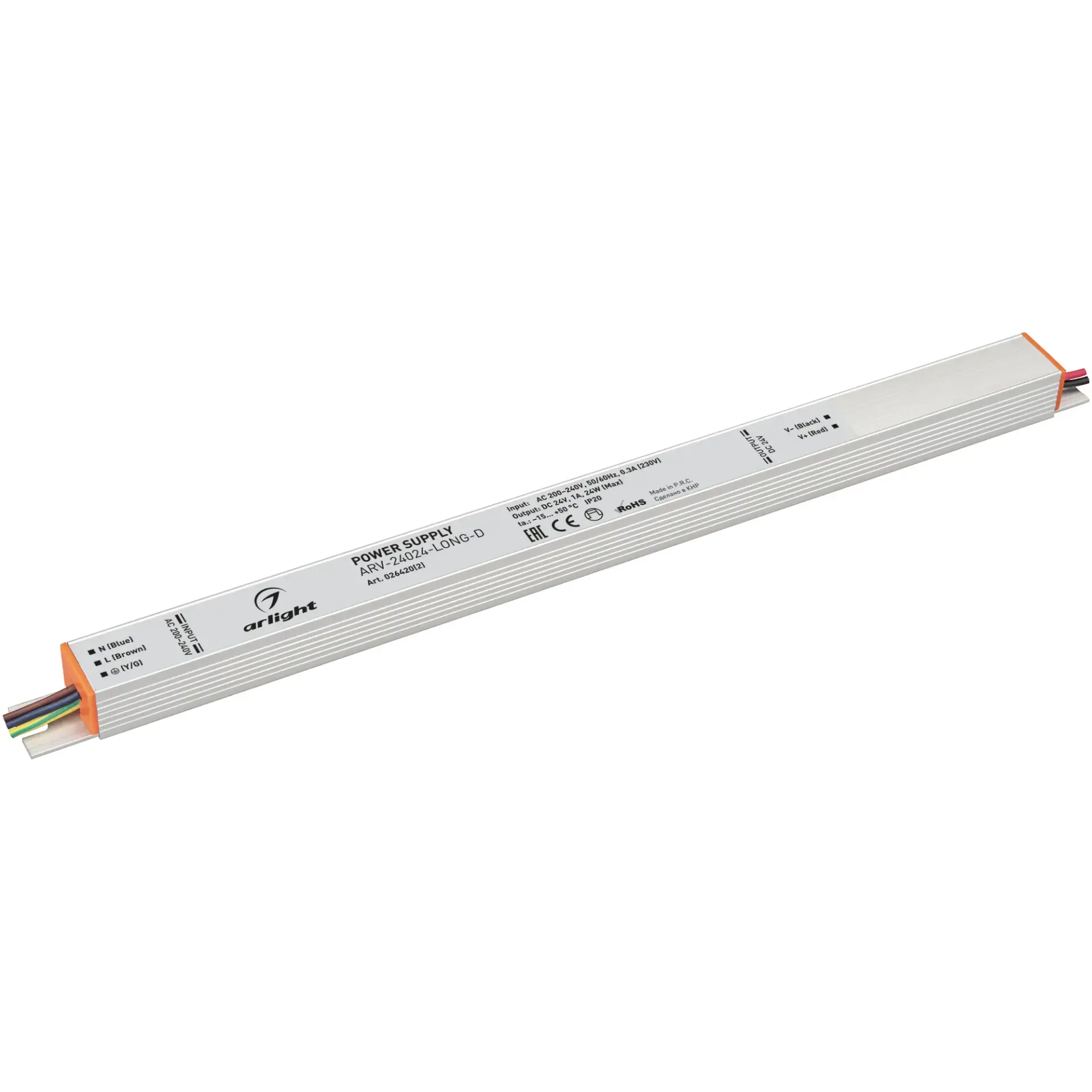 Блок питания ARV-24024-LONG-D (24V, 1A, 24W)