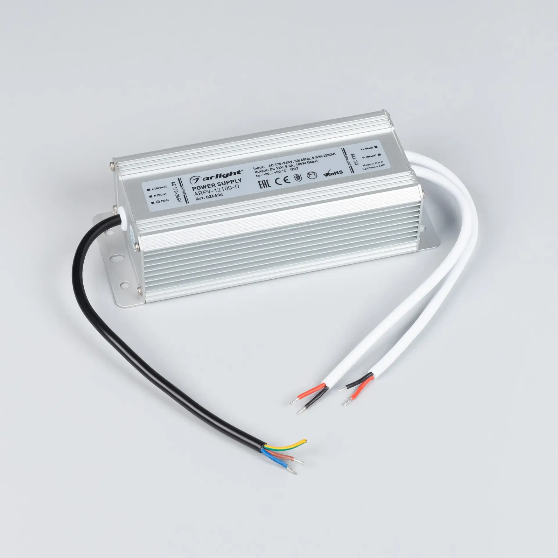 Блок питания ARPV-12100-D (12V, 8.3A, 100W), ракурс 2