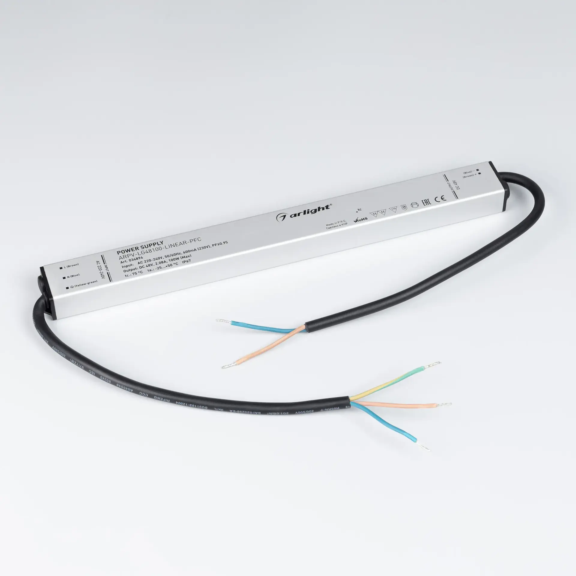 Блок питания ARPV-LG48100-LINEAR-PFC (48V, 2.08A, 100W), ракурс 2
