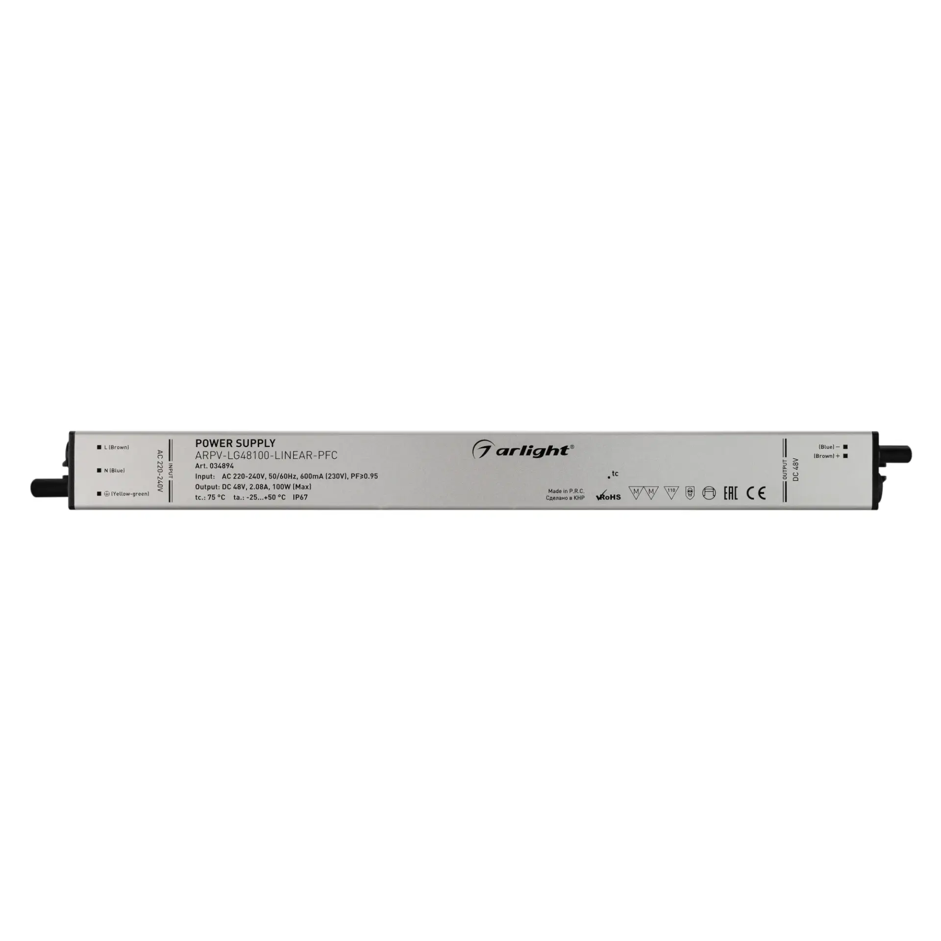 Блок питания ARPV-LG48100-LINEAR-PFC (48V, 2.08A, 100W), ракурс 3