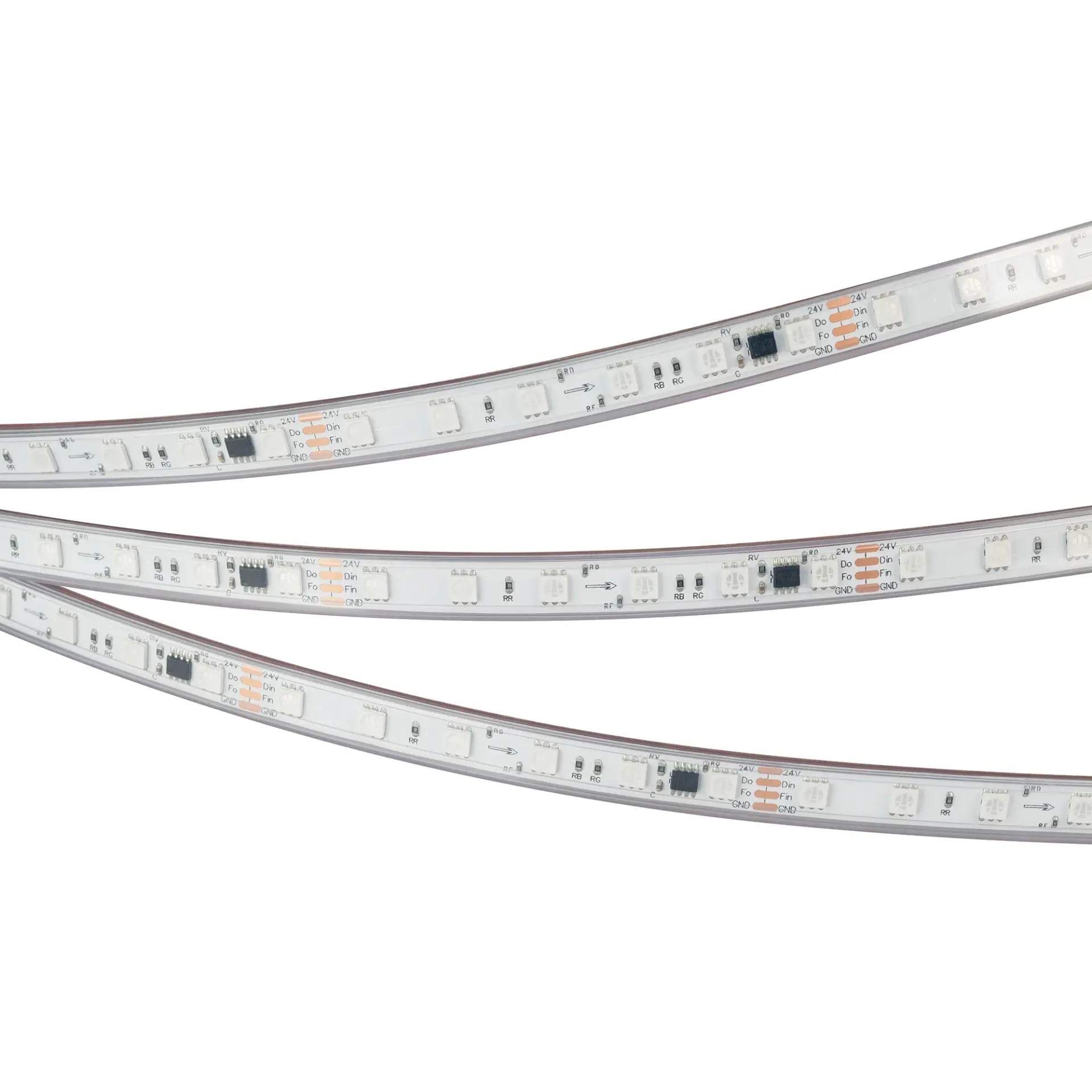 Светодиодная лента герметичная SPI-PS-B60-12mm 24V RGB-PX6-BPT (12 W/m, IP67, 5060, 5m), ракурс 2