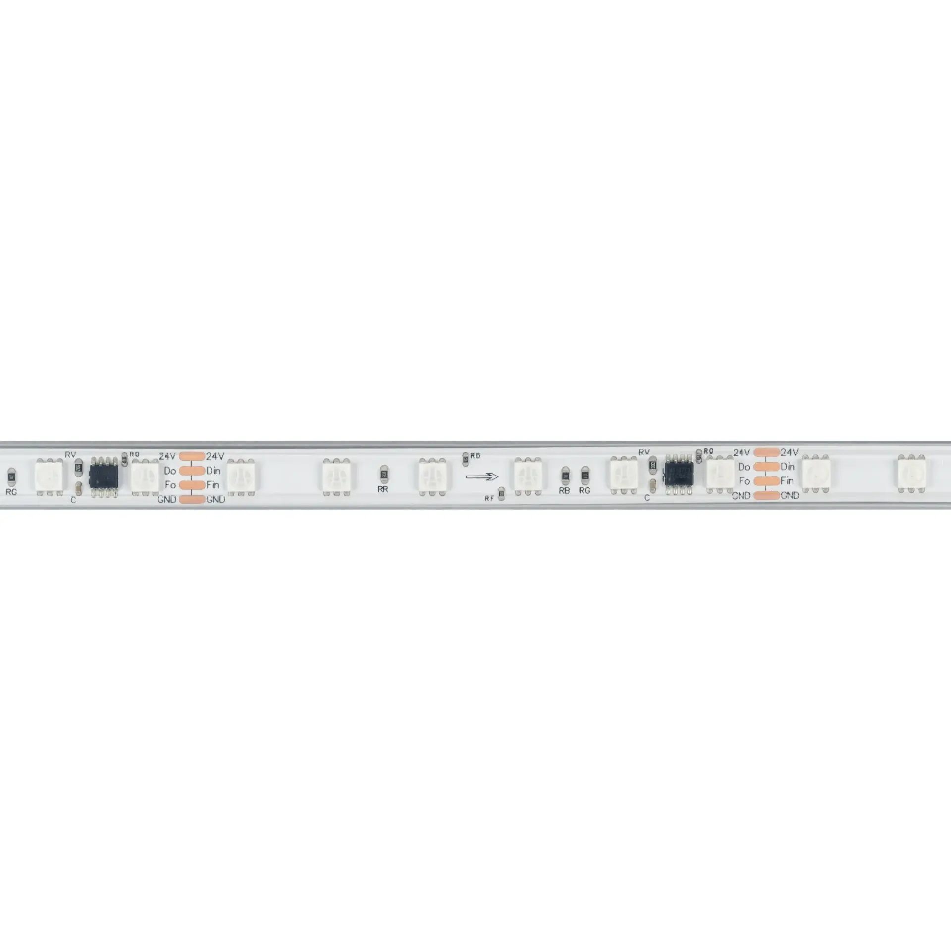 Светодиодная лента герметичная SPI-PS-B60-12mm 24V RGB-PX6-BPT (12 W/m, IP67, 5060, 5m), ракурс 3