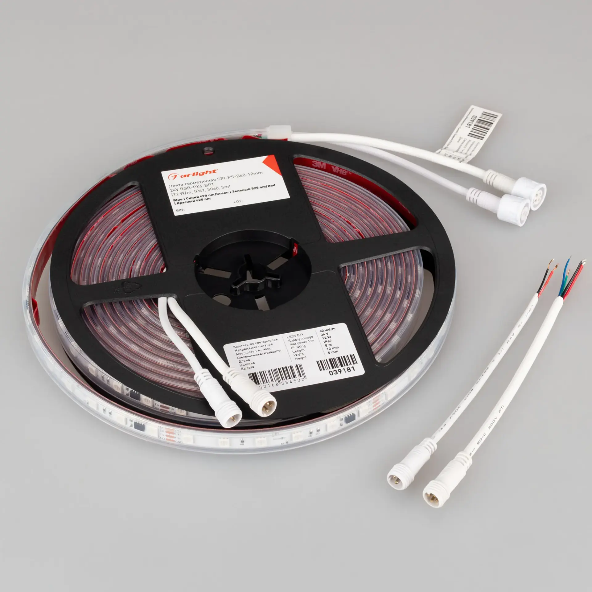 Светодиодная лента герметичная SPI-PS-B60-12mm 24V RGB-PX6-BPT (12 W/m, IP67, 5060, 5m)