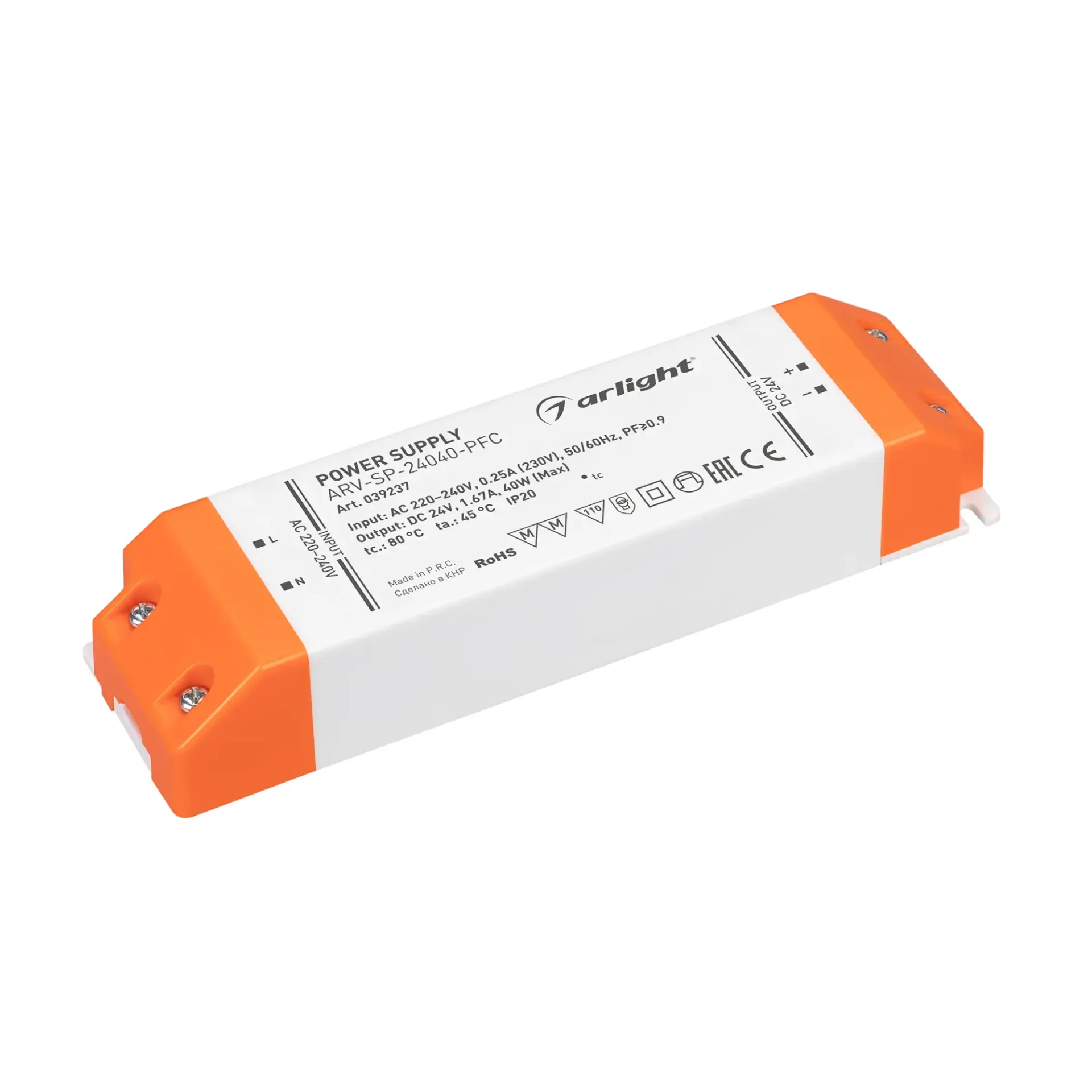 Блок питания ARV-SP-24040-PFC (24V, 1.67A, 40W)
