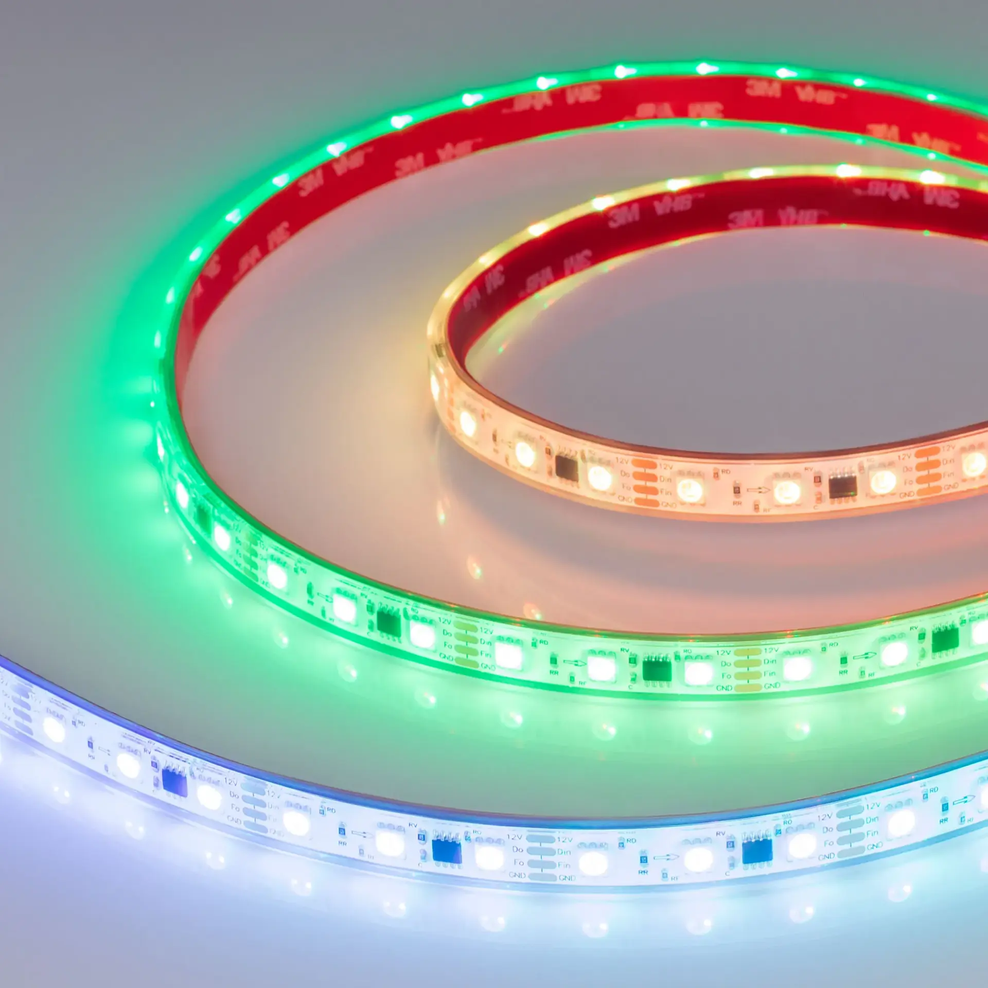 Светодиодная лента герметичная SPI-PS-B60-12mm 12V RGB-PX3-BPT (12 W/m, IP67, 5060, 5m), ракурс 3