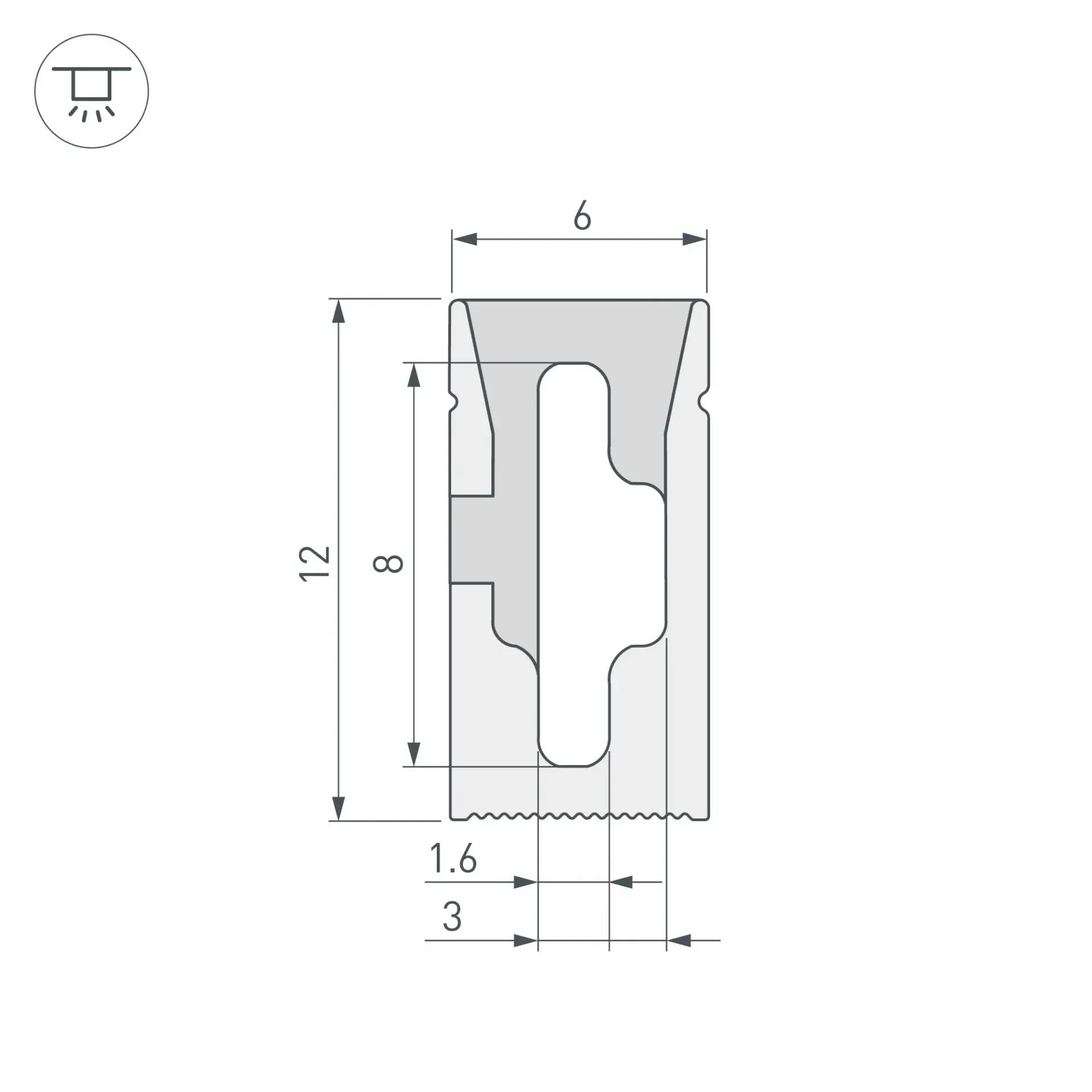 Силиконовый профиль WPH-FLEX-0612-SIDE-S8-5m WHITE