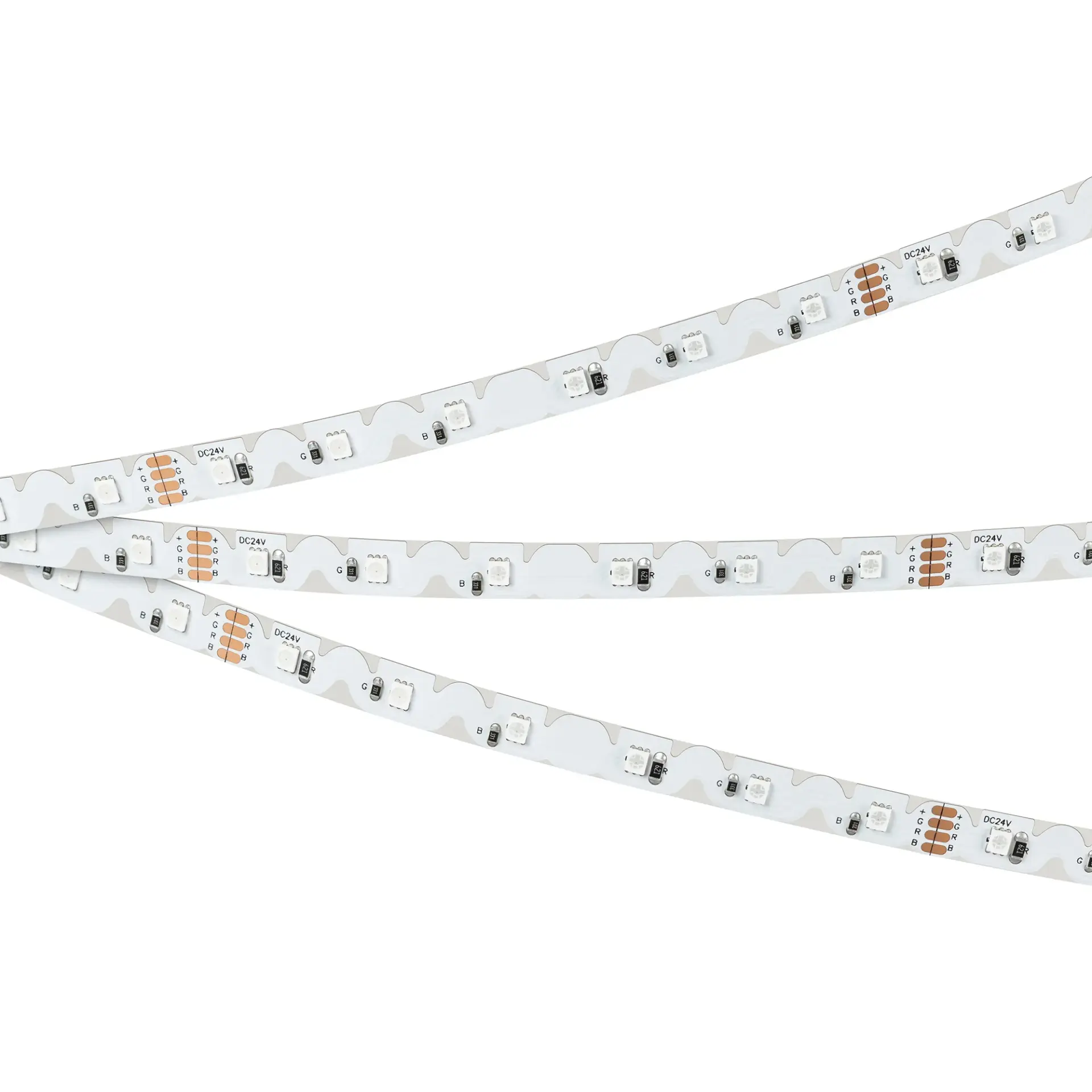 Светодиодная лента RZ-A60-8mm 24V RGB (8 W/m, IP20, 2835, 5m), ракурс 4