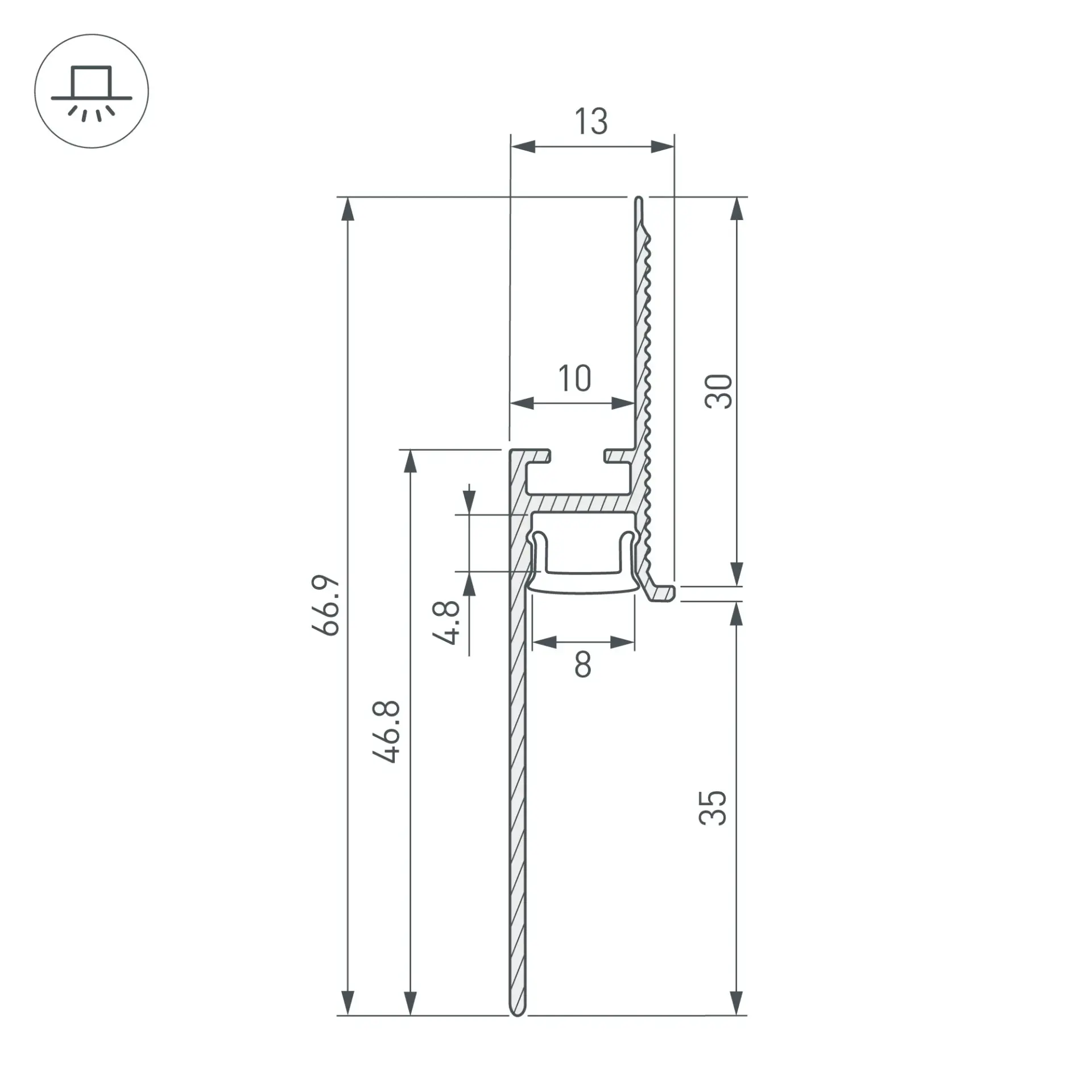Профиль PLINTUS-FANTOM-H35-2000 WHITE, ракурс 4