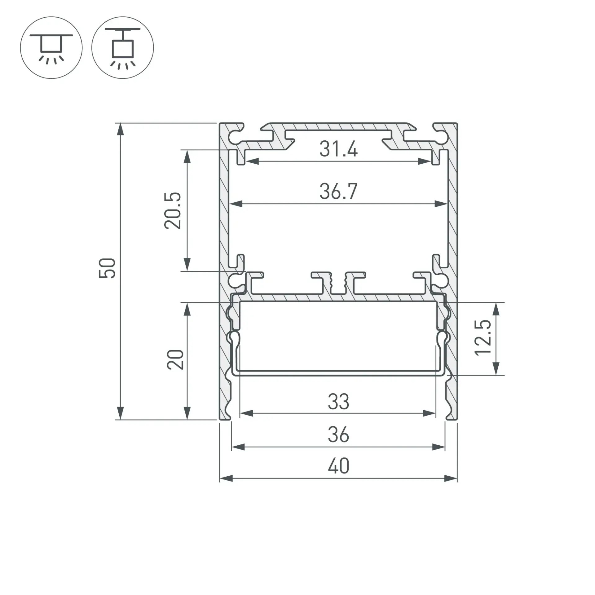 Профиль SL-LINE-4050-3L-2000 ANOD BLACK, ракурс 4