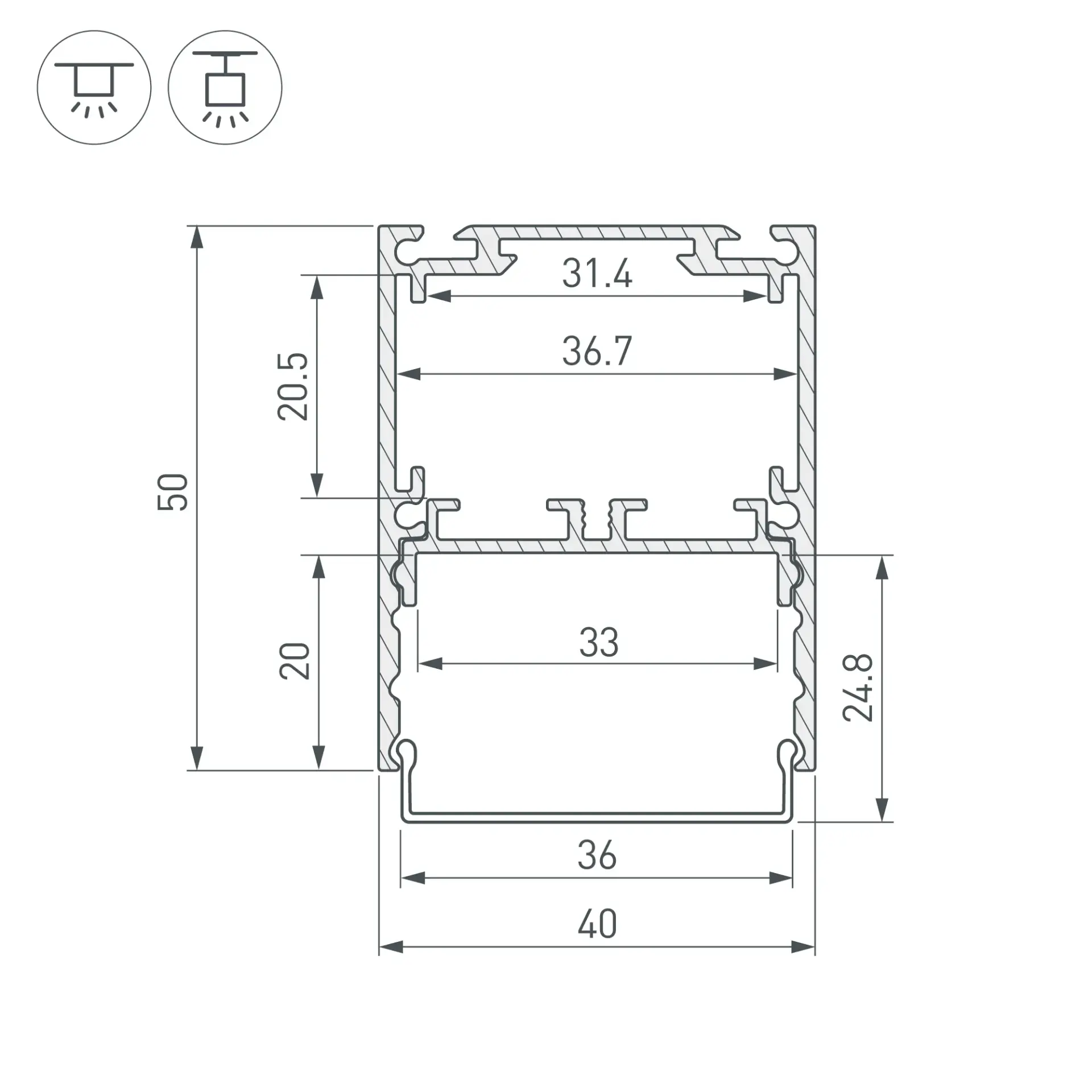 Профиль SL-LINE-4050-3L-2000 ANOD BLACK