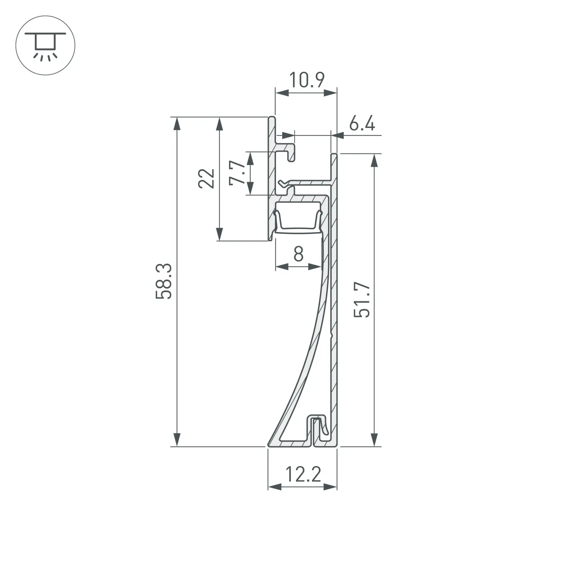 Профиль PLINTUS-H58-F-2000 BLACK, ракурс 3