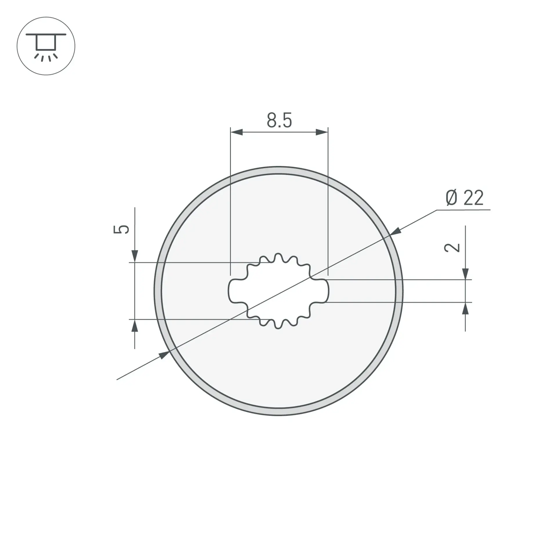 Силиконовый профиль WPH-FLEX-D22-360deg-S8-5m BLACK, ракурс 4