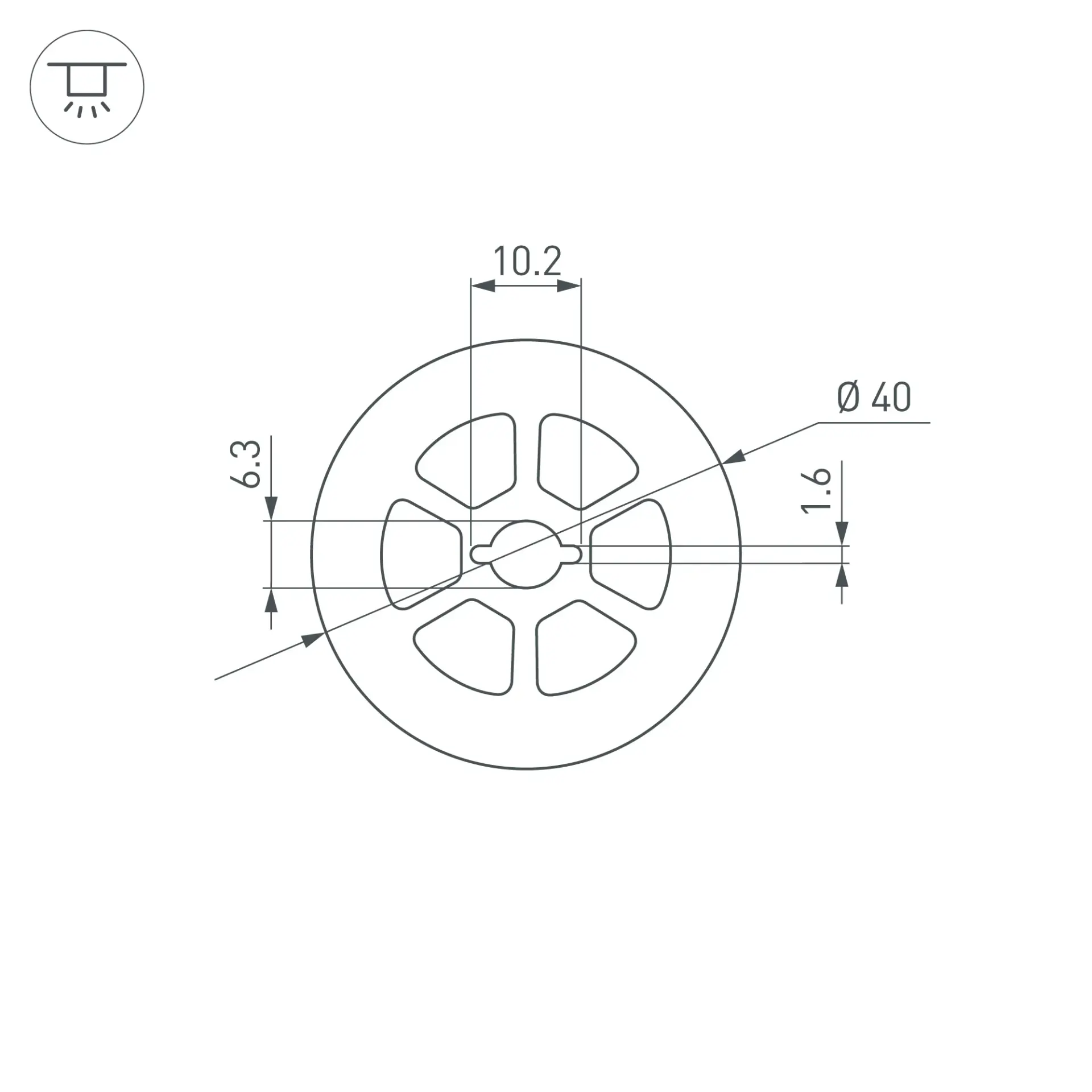 Силиконовый профиль WPH-FLEX-D40-360deg-S10-5m WHITE, ракурс 4