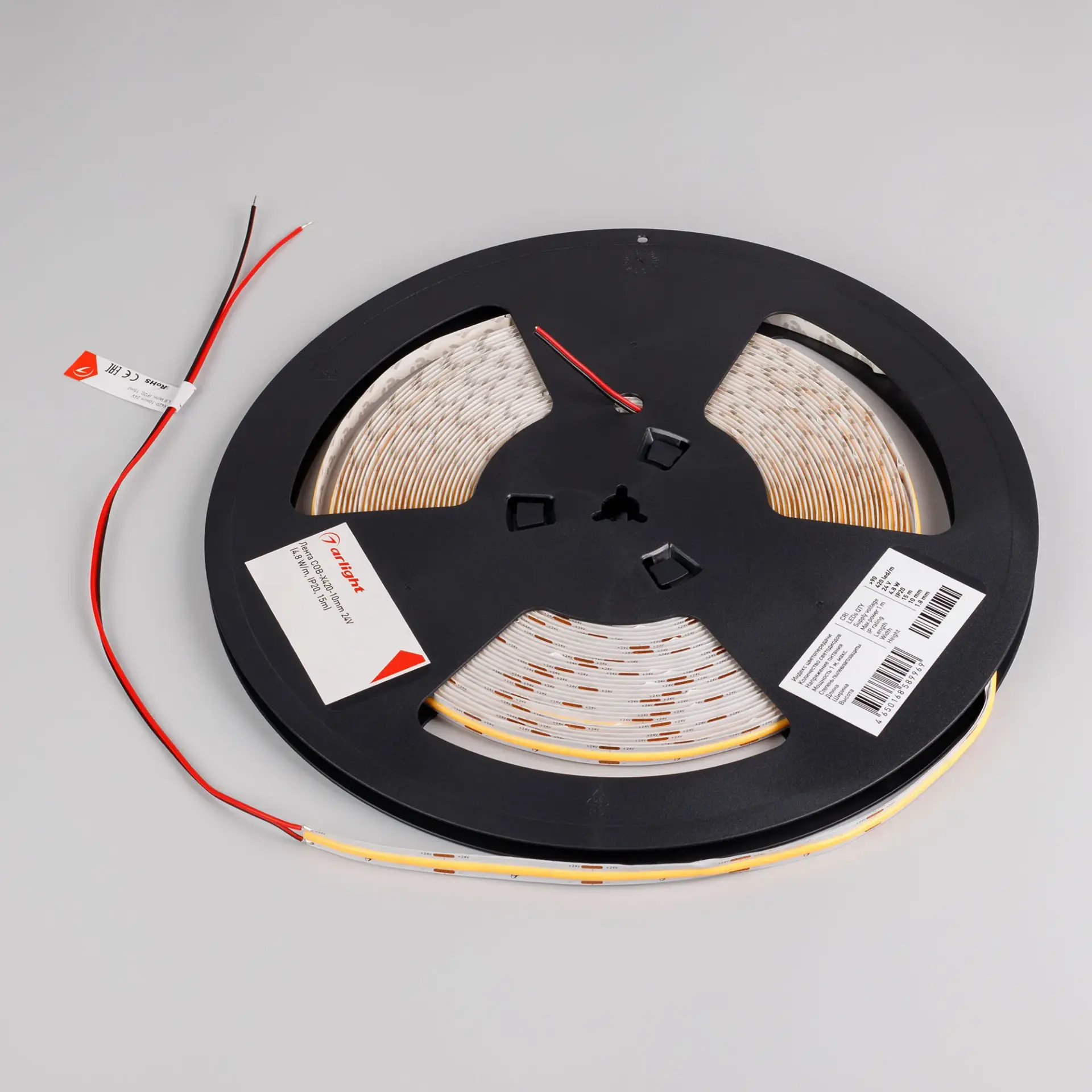 Светодиодная лента COB-X420-10mm 24V Warm3000 (4.8 W/m, IP20, 15m), ракурс 3