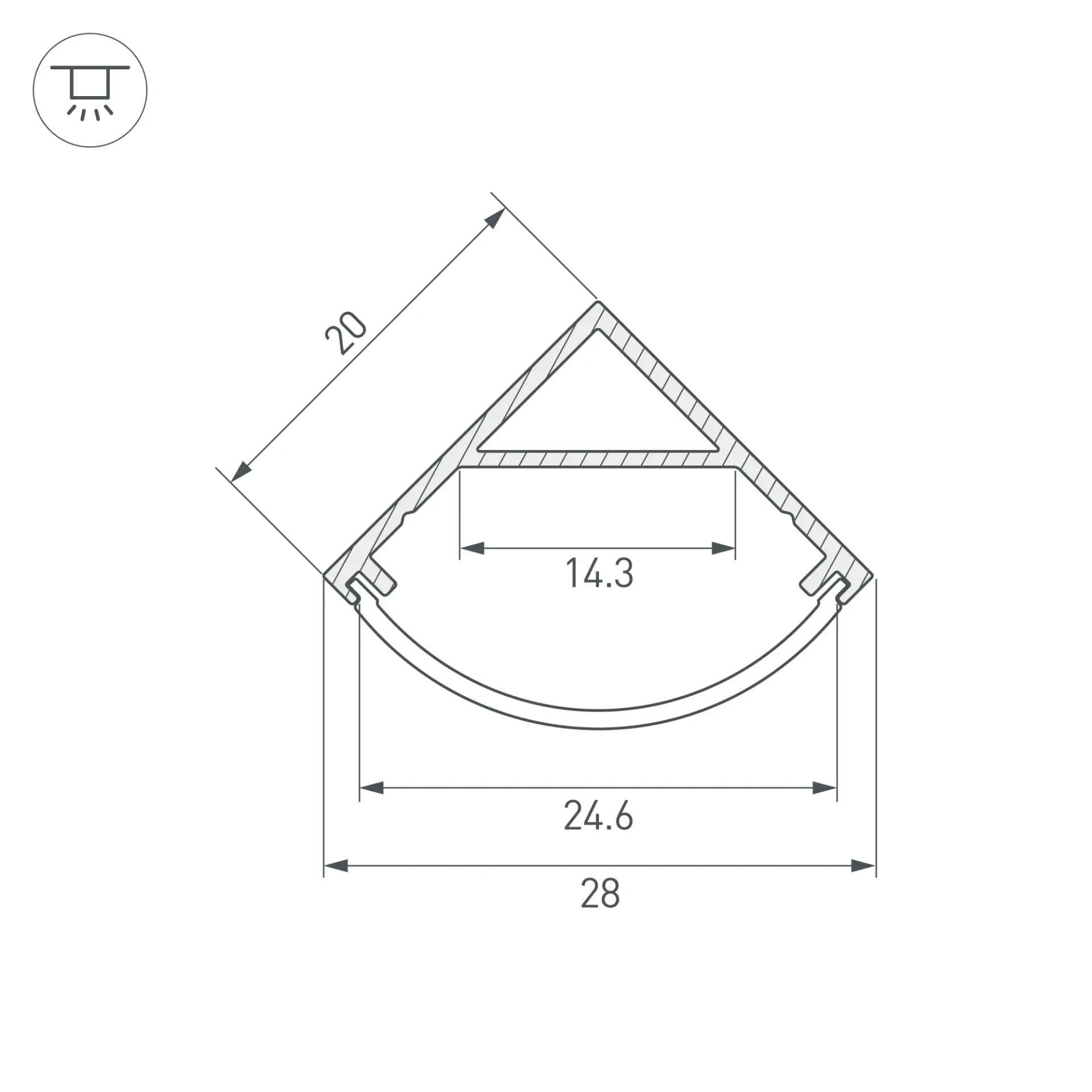 Профиль SL-KANT-H20-2000 ANOD, ракурс 3