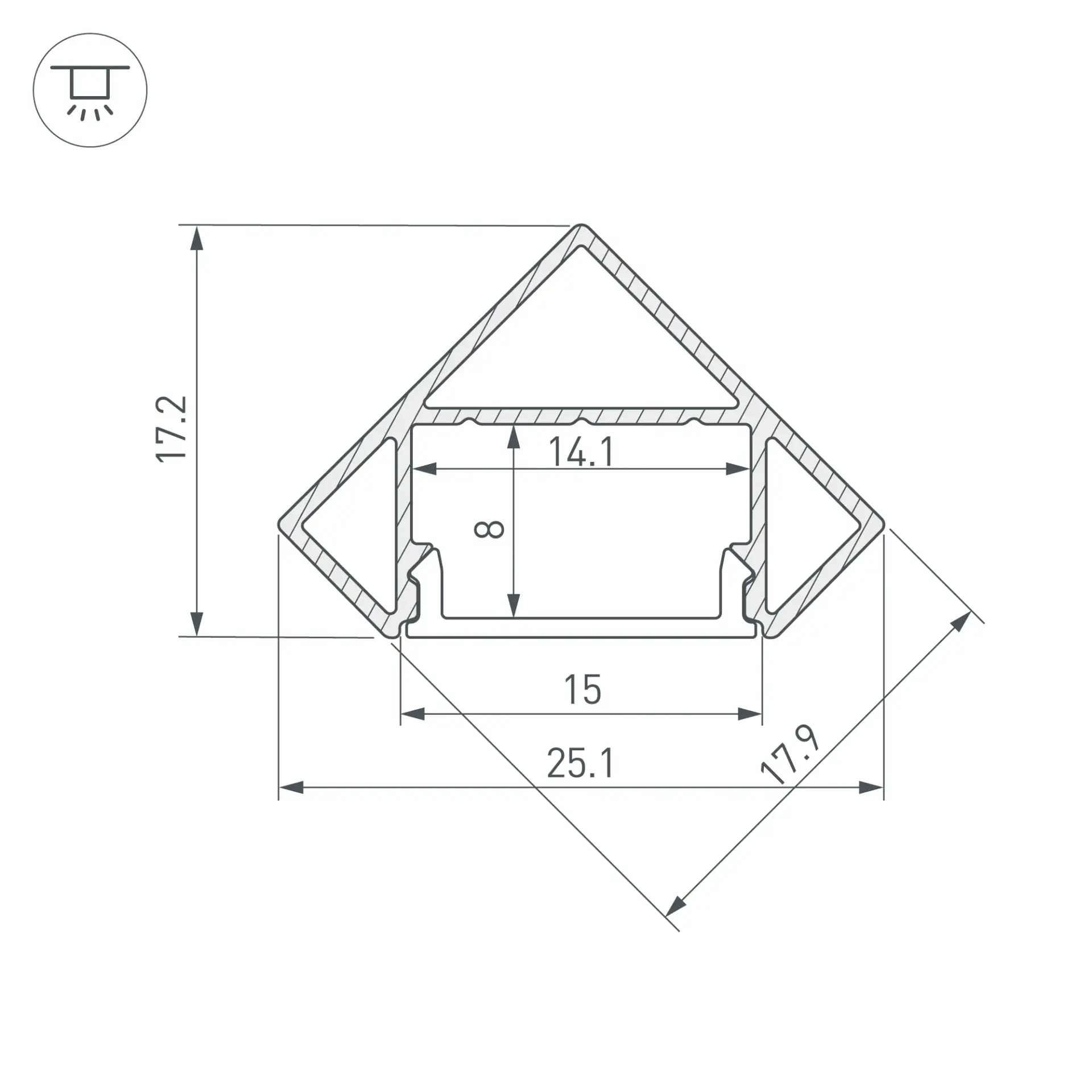 Профиль SL-KANT-H18-2000 BLACK, ракурс 3