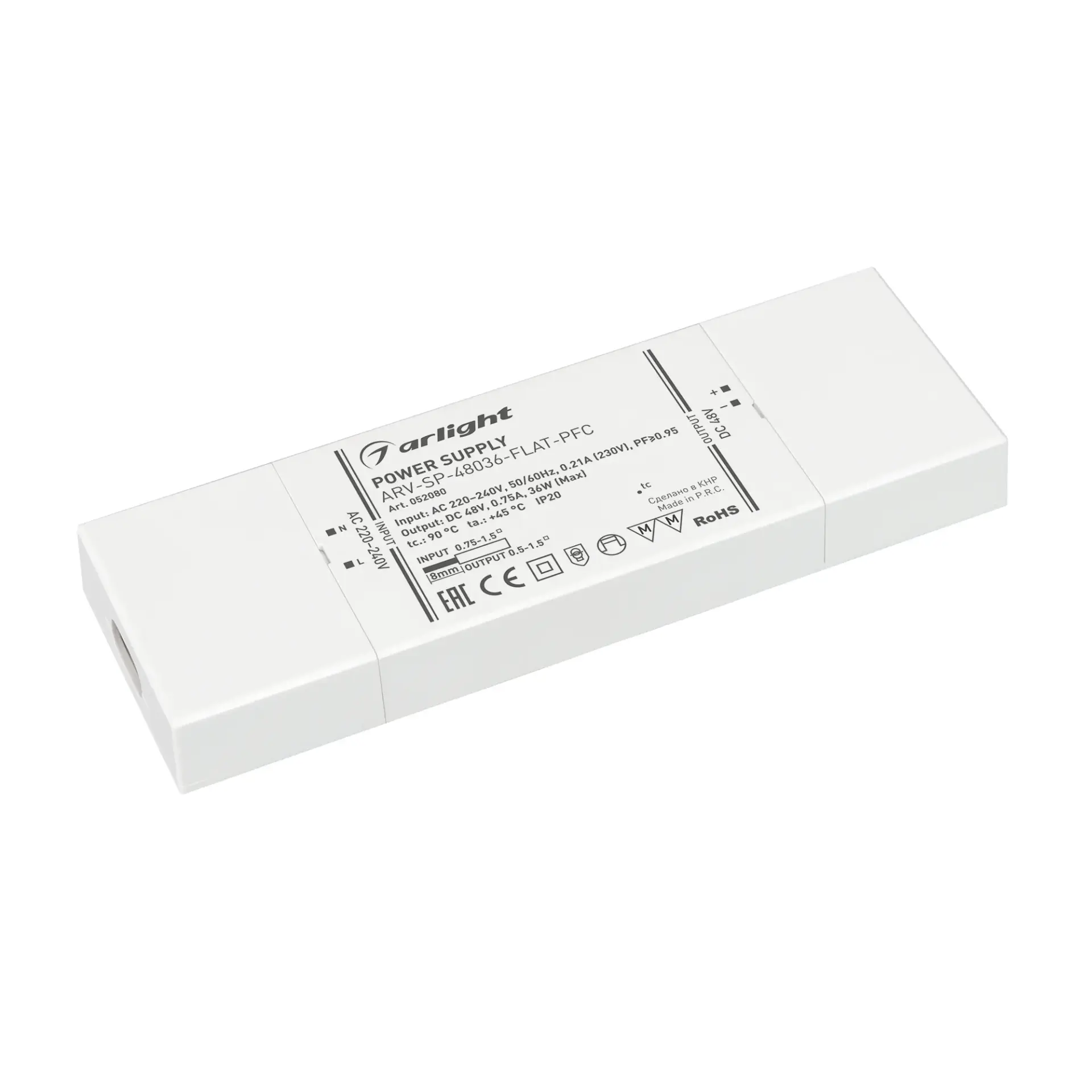 Блок питания ARV-SP-48036-FLAT-PFC (48V, 0.75A, 36W)