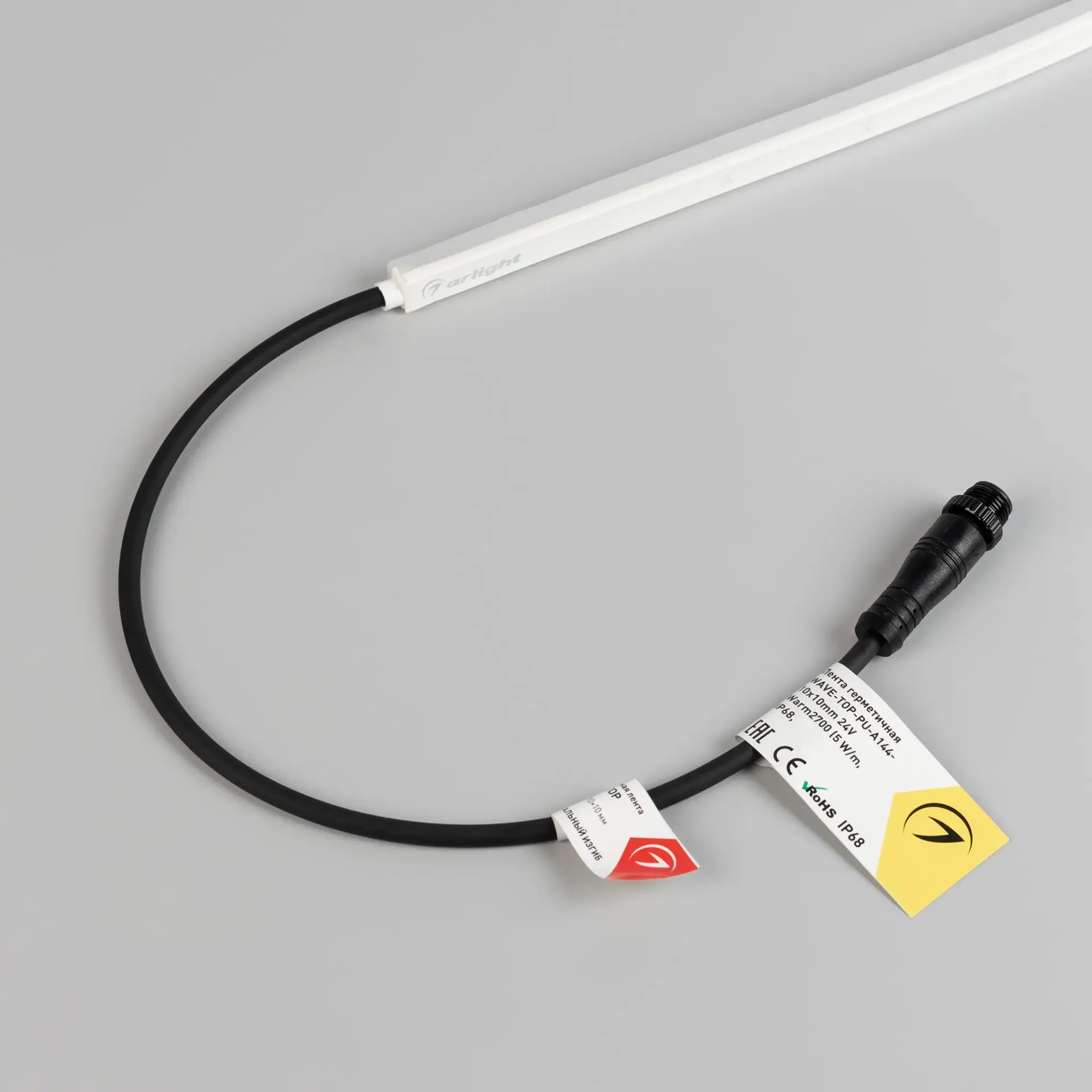 Гибкий неон WAVE-TOP-PU-A144-10x10mm 24V White5700 (5 W/m, IP68, 1m, wire x1), ракурс 2
