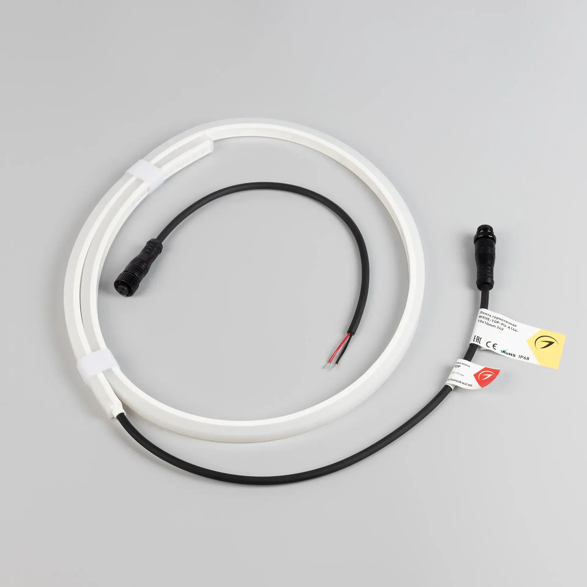 Гибкий неон WAVE-TOP-PU-A144-10x10mm 24V Day4000 (5 W/m, IP68, 1m, wire x1), ракурс 2