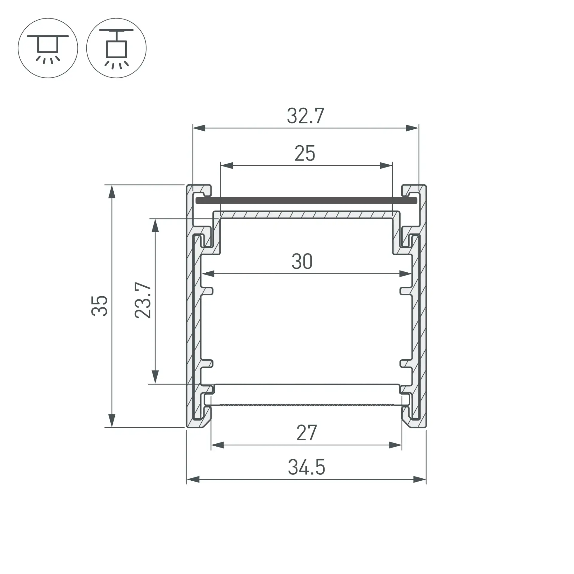 Профиль LINE-3535-BENT-SIDE-2000 ANOD, ракурс 3