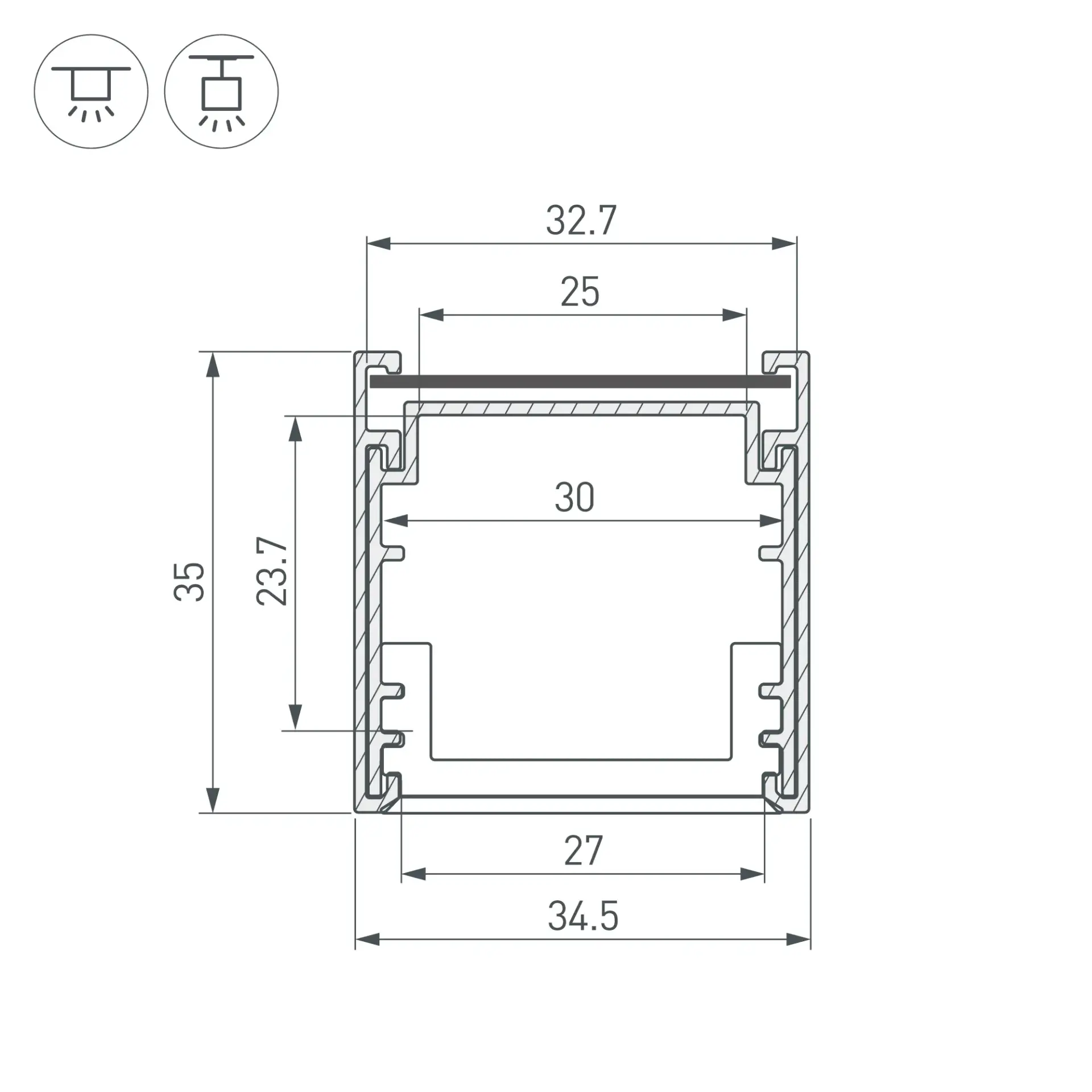 Профиль LINE-3535-BENT-SIDE-2000 ANOD