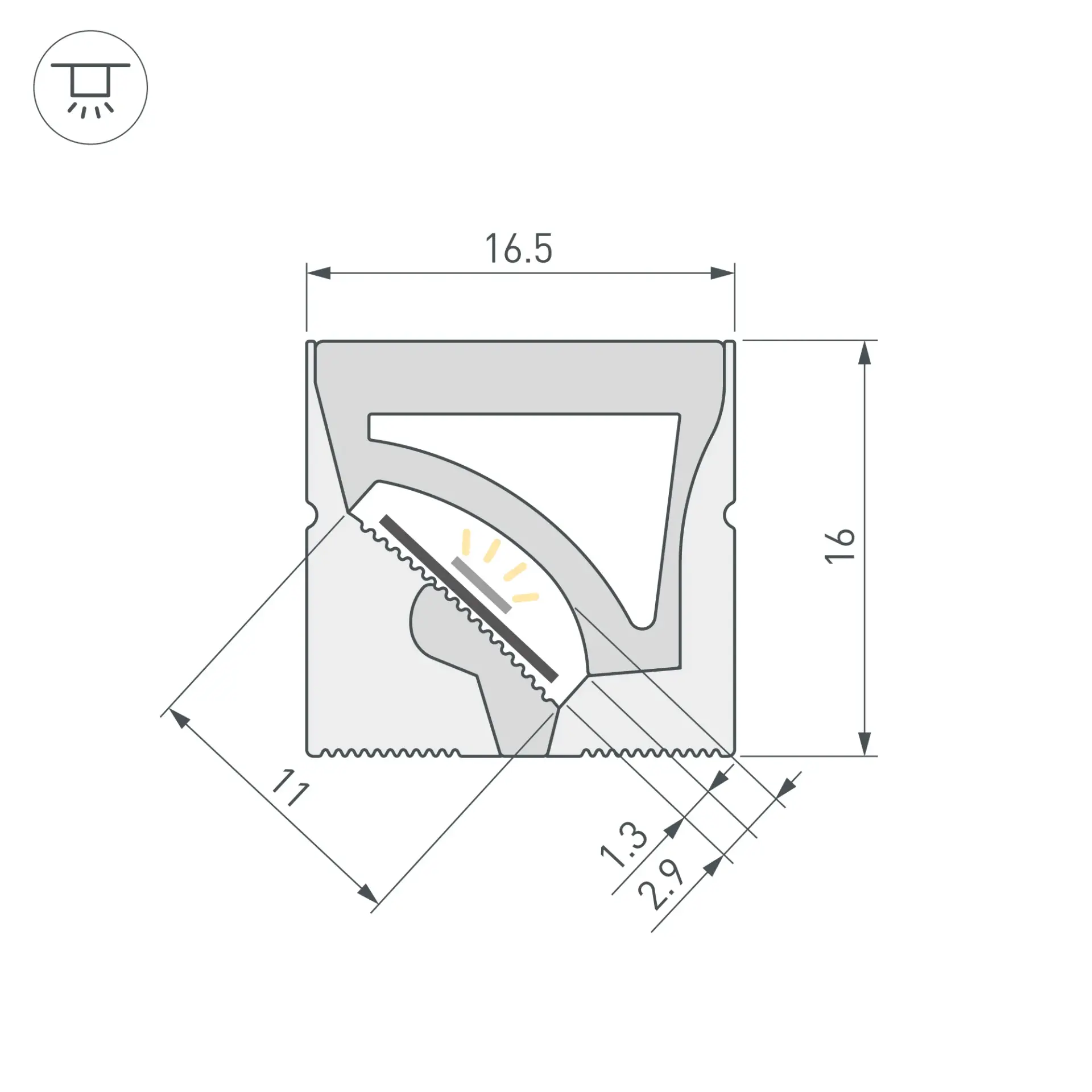 Силиконовый профиль WPH-FLEX-1616-TWIST-S11-10m WHITE, ракурс 3