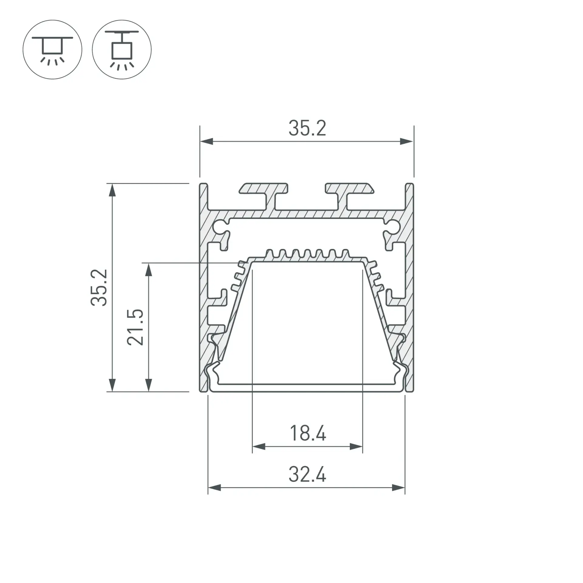 Профиль LINE-3535-TRAY-3000 BLACK, ракурс 3