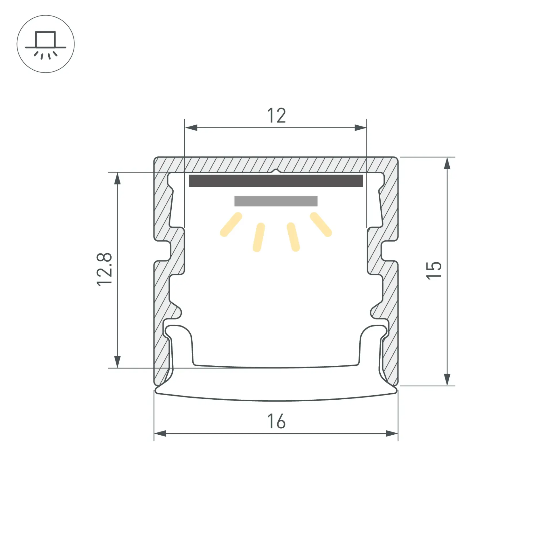 Профиль FANTOM-BENT-W16-SIDE-2000 ANOD, ракурс 3