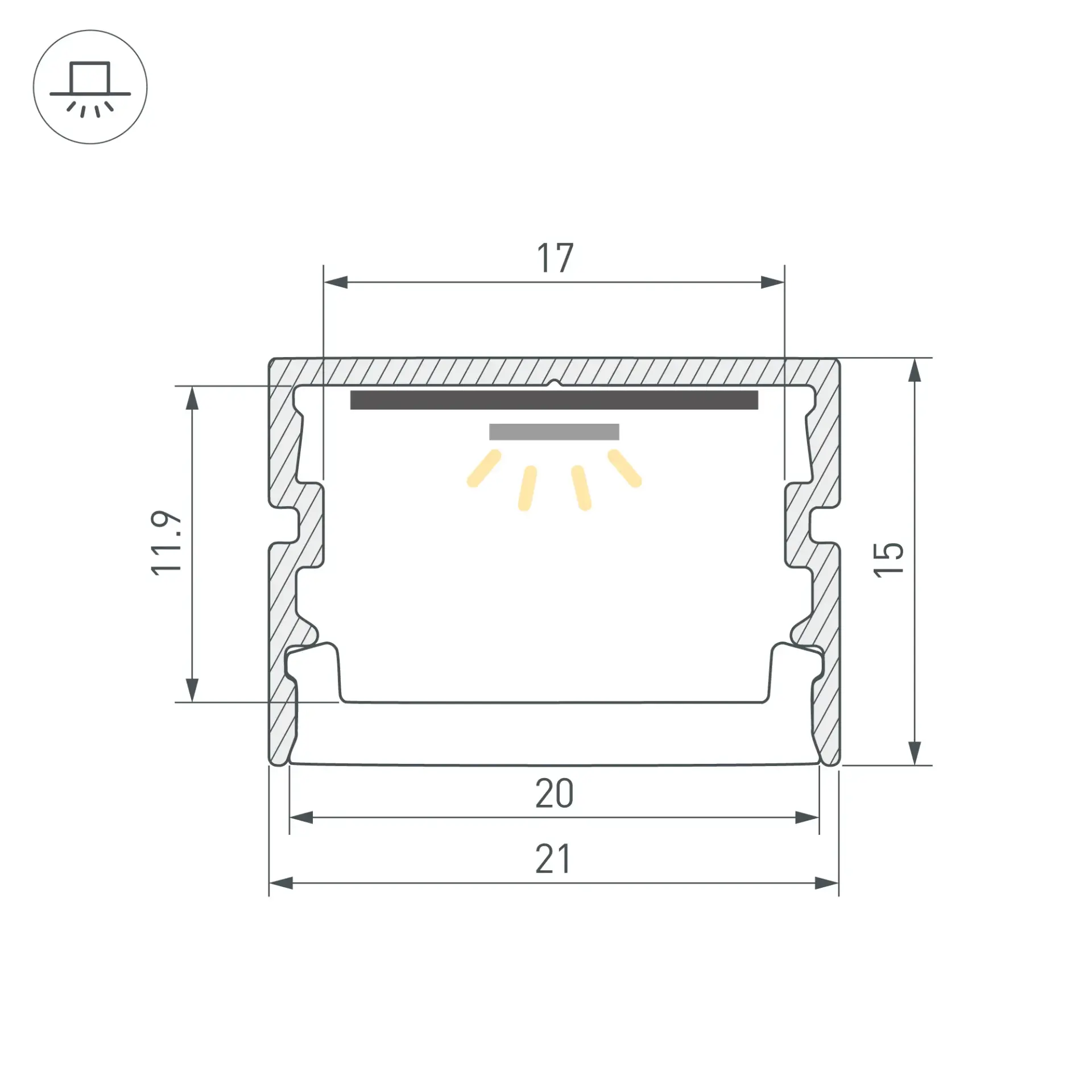 Профиль FANTOM-BENT-W21-SIDE-2000 ANOD, ракурс 3