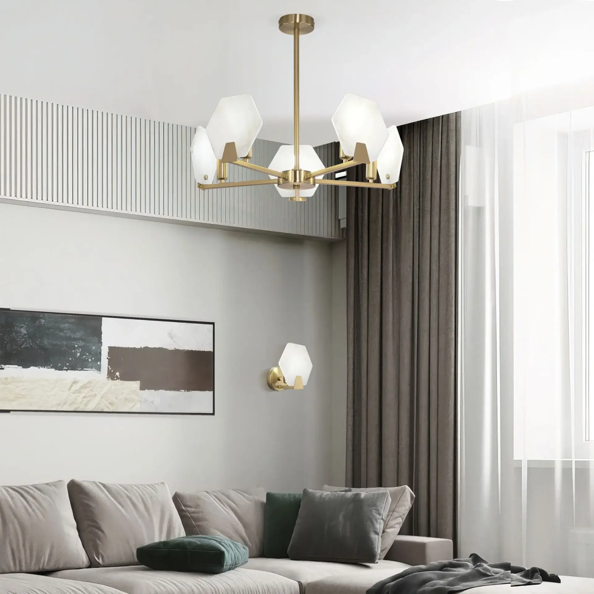 Люстра Eurosvet 60158/5 латунь MARBLE, ракурс 6