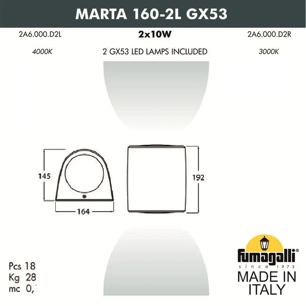 Уличный светильник Fumagalli 2A6.000.000.LXD2L MARTA — серый, ракурс 2