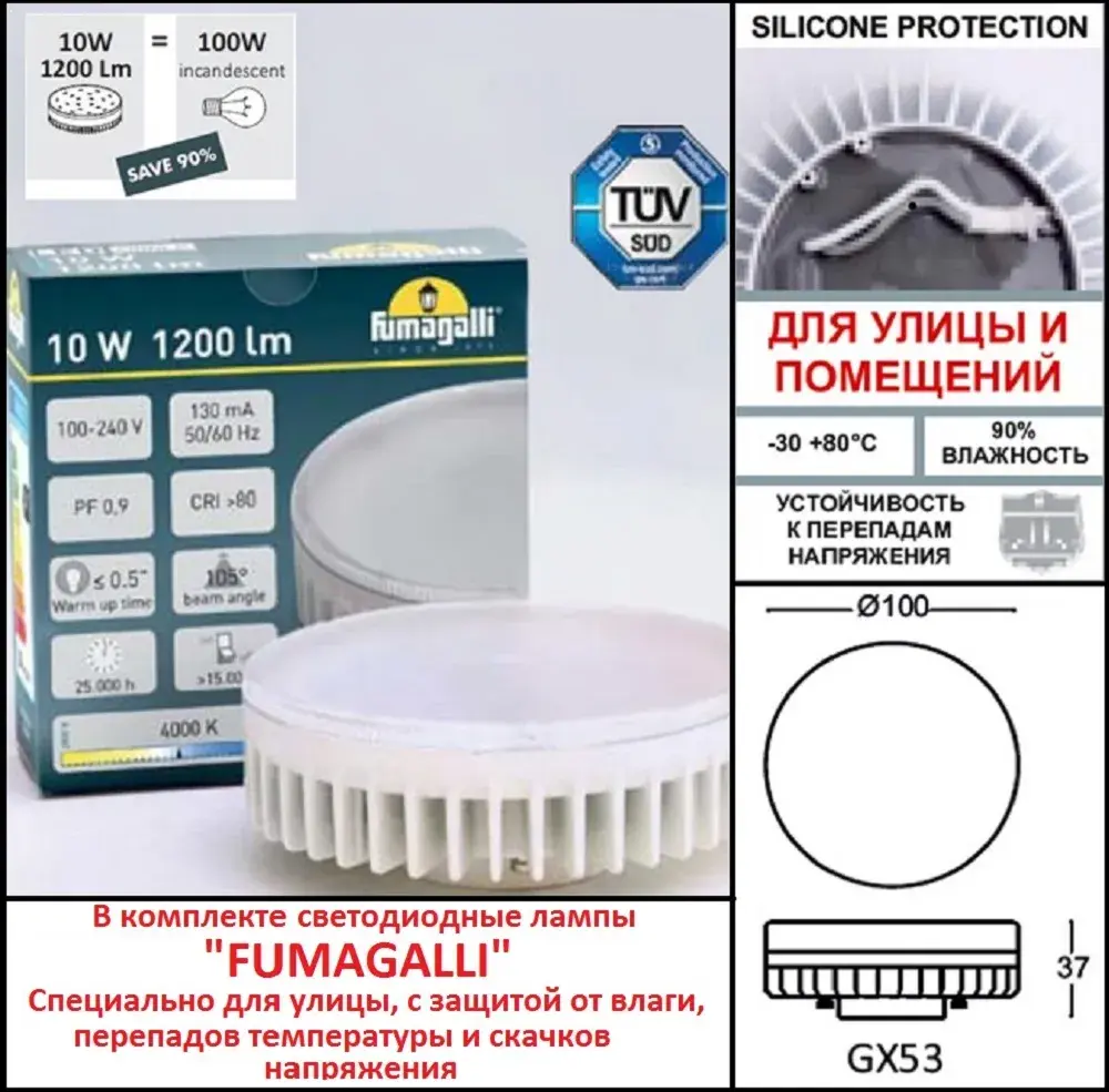 Потолочный уличный светильник Fumagalli 3A9.000.000.LXD1L LIVIA 160 — серый, ракурс 3