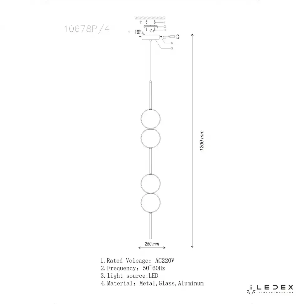 Светильник iLedex 10678P/4-20W-3000K BK-WH OMEGA — черный